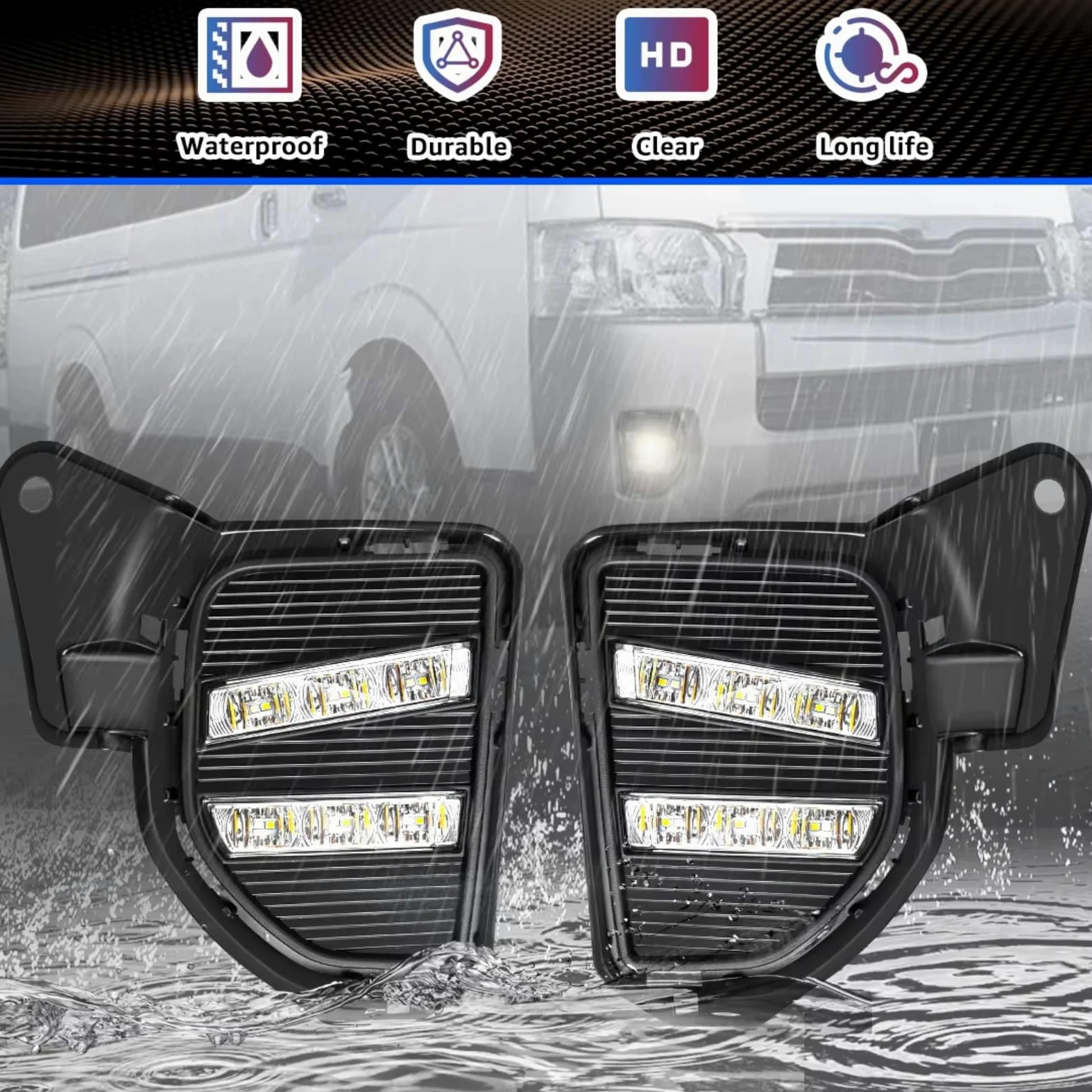 Faros Antiniebla Delantero Para Toyota Para Hiace 2014 2015 2016 Luces diurnas LED DRL Faros delanteros