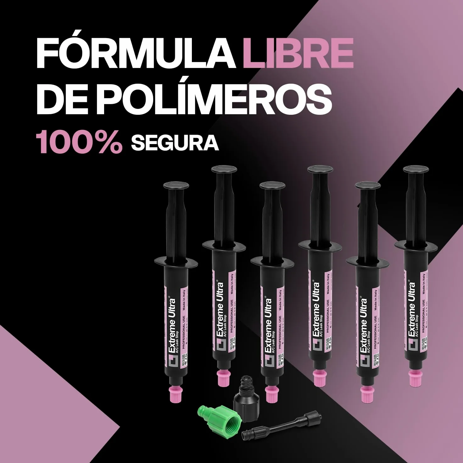 Errecom Extreme Ultra - 6 x 6 ml, Sellador de Fugas para Sistemas de Aire Acondicionado y Refrigeración, incluye les adaptadores 1/4 SAE y 5/16 SAE (R410a, R32)