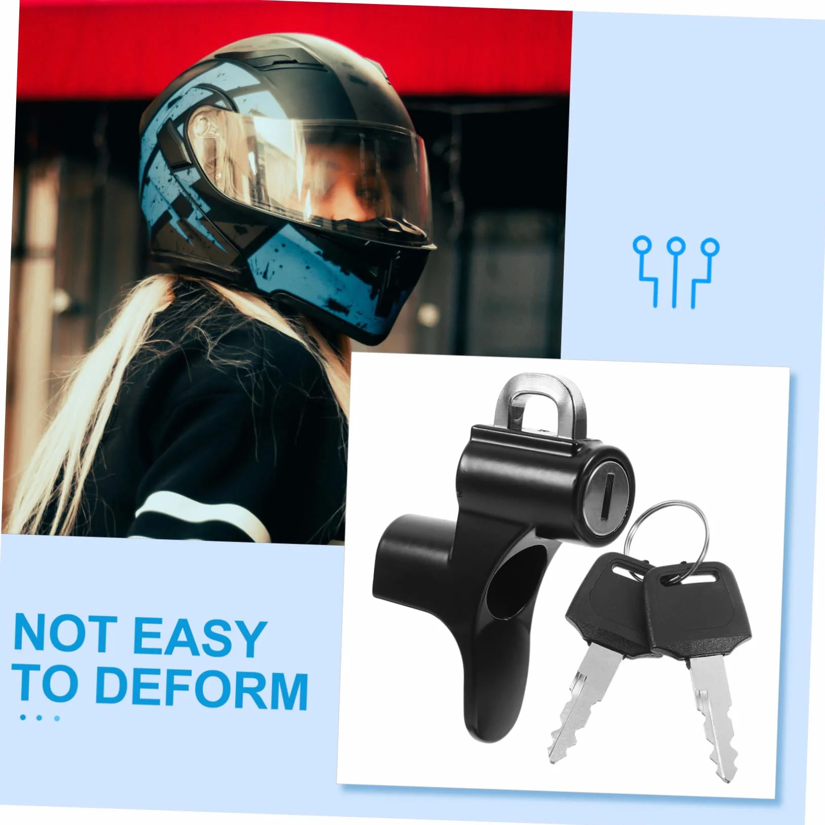 Vaguelly Candado para Casco de Moto Negro de Aleación de Aluminio, Cerradura Antirrobo Fiable Fijación Segura para Scooter y Accesorios de Casco