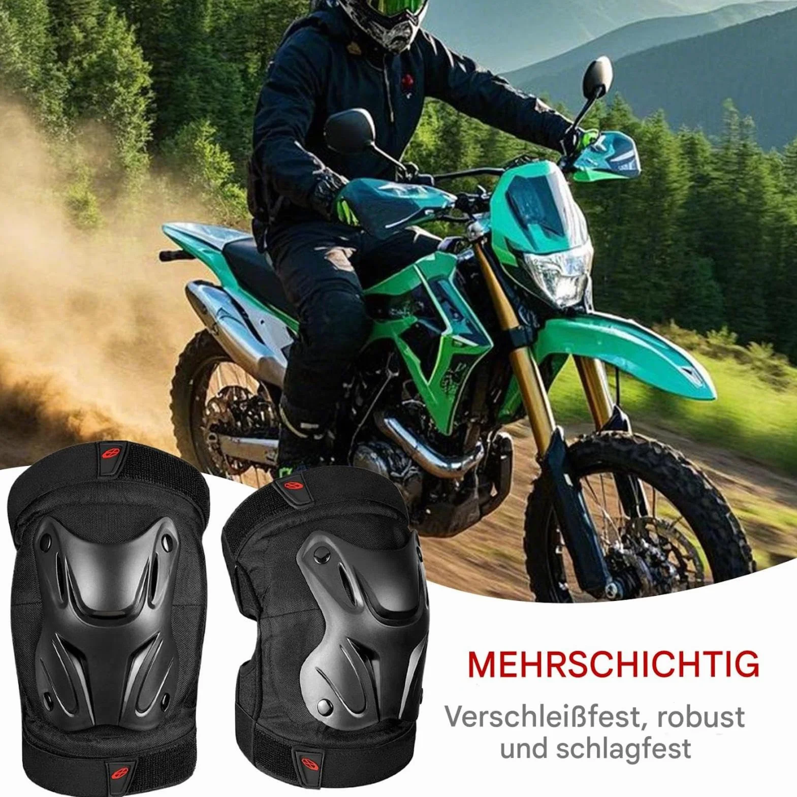 Protectores de rodilla de motocross, protectores de rodilla de motocicleta - Protectores ajustables, soportes para codos y rodillas, accesorios de motocicleta, equipo de protección contra