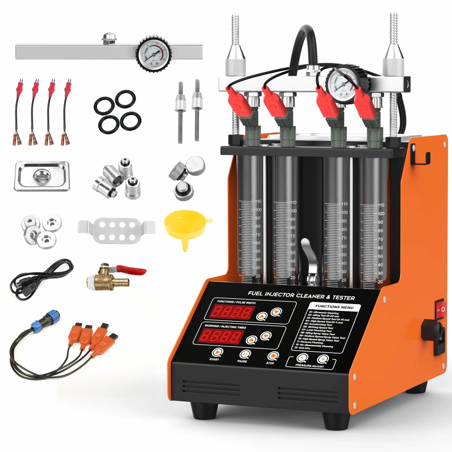 KAISAL CN100 220V Limpiador y Probador de Inyector de Combustible Automotriz, Máquina de Limpieza Ultrasónica de Inyectores de Combustible, Kit de Comprobador y Limpiador de Inyectores de Combustible