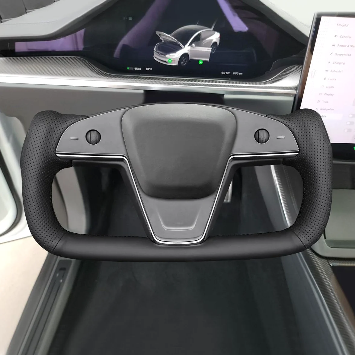 MEWANT Funda de Volante para Yoke Style Steering Wheel para Tesla Model S 2021-2023 / Model X 2021-2023 Cubierta de Volante | Style Steering Wheel / Tesla Model S 2021-2023 / Model X 2021-2023 Yoke Transpirable Para Volantes Calefactados Duradero