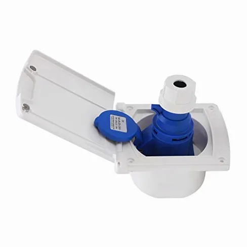 Entrada de Bloqueo Giratorio del Enchufe de Alimentación, Rv Shore Power ， Tomacorriente para RV Enchufe Externo Impermeable de 3 Clavijas Toma de Corriente Montaje Integrado 220V-250V 16a(blanco)