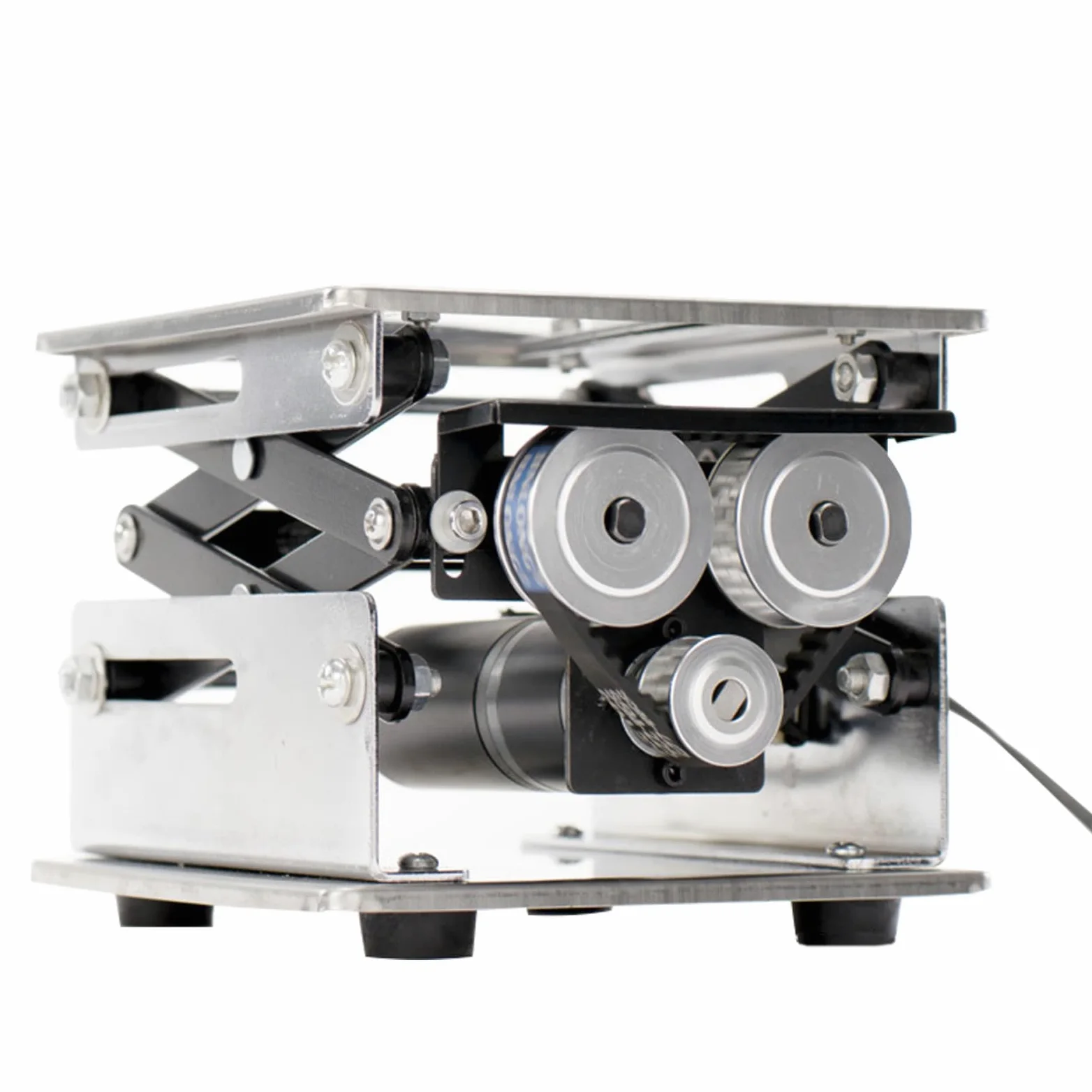 Plataforma elevadora eléctrica de laboratorio, mesa ajustable de acero inoxidable, rango de altura de 10-29 cm, soporte de elevación de control remoto, capacidad de carga de 10 kg (20 x 20 cm)