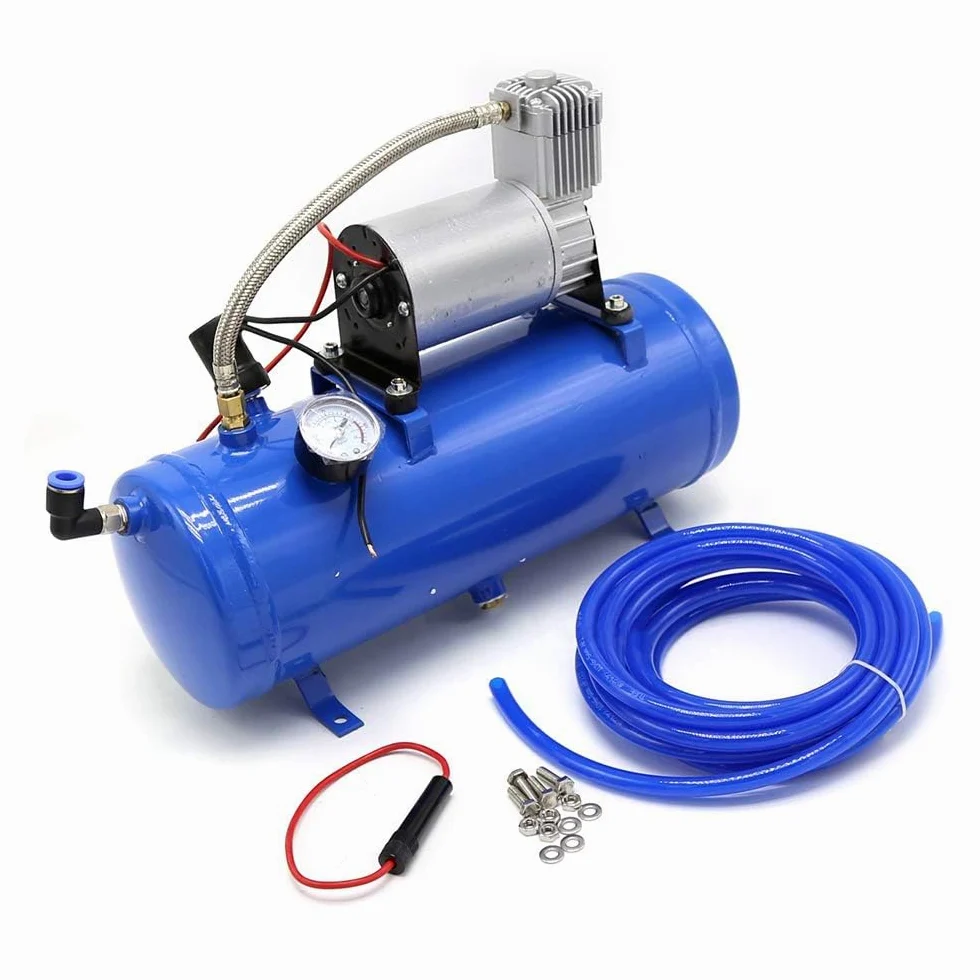 Sistema de compresor de aire portátil de 12 V, tanque de 150 PSI y 6 L para bocinas de tren, kit universal para neumáticos de autocaravana, camión