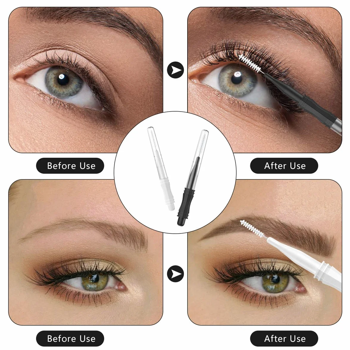 Brochas Microcejas con Tapa, Cepillo Carrete Cejas, Micro Cepillo Laminación de Cejas, 2 Tamaños