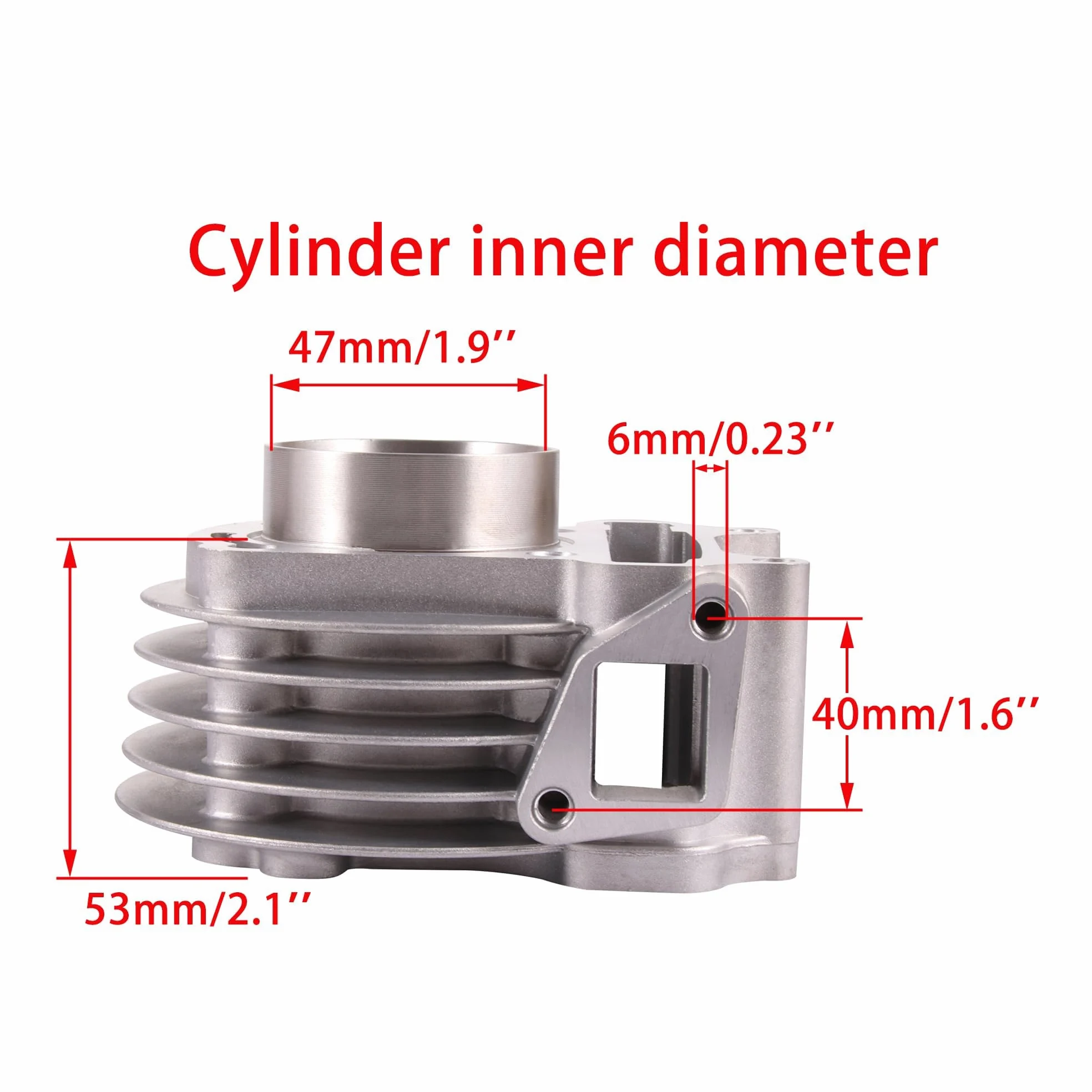 WOOSTAR 47mm Cilindro con Culata y Juego de Anillos de Pistón Kit de Juntas para GY6 72cc 80cc Taotao 49cc 50cc 4 Tiempos 139QMB 139QMA Scooter ATV