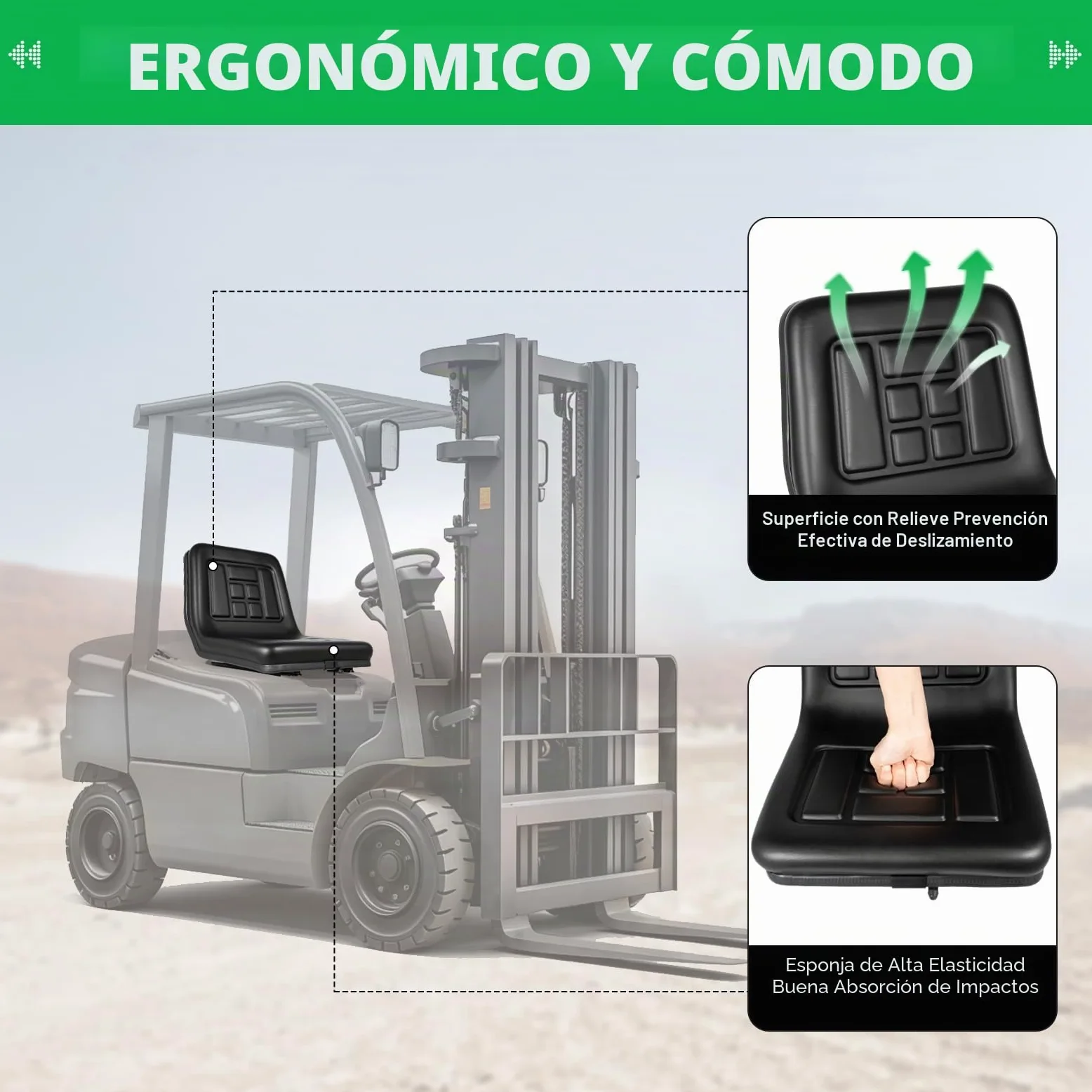 Asiento de tractor universal con respaldo, piel de PVC impermeable, 44,5 x 35,5