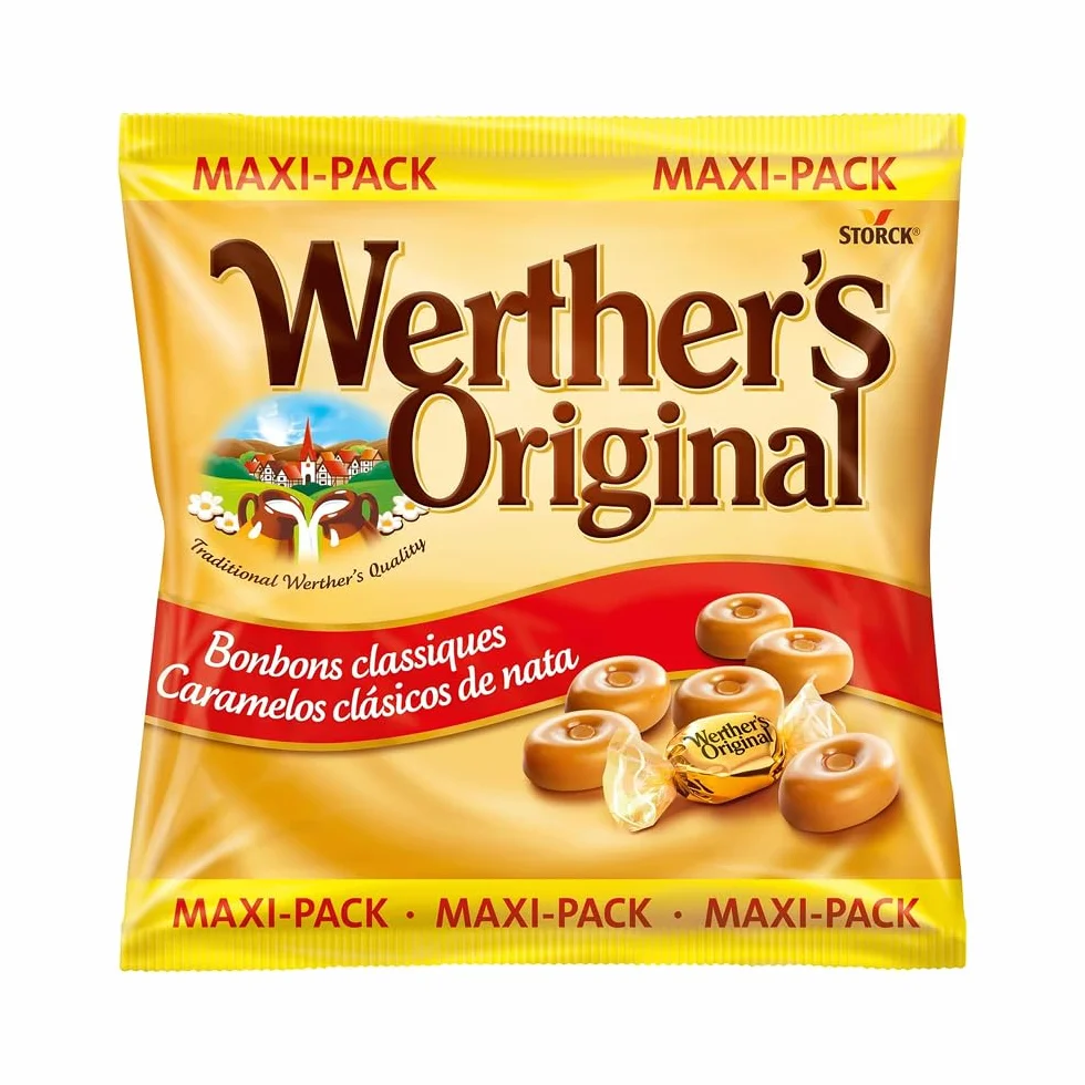 Werther's Original Caramelos Toffee de Mantequilla y Nata Fresca Maxipack 300 g Sabor Clásico Cremoso Sin Gluten