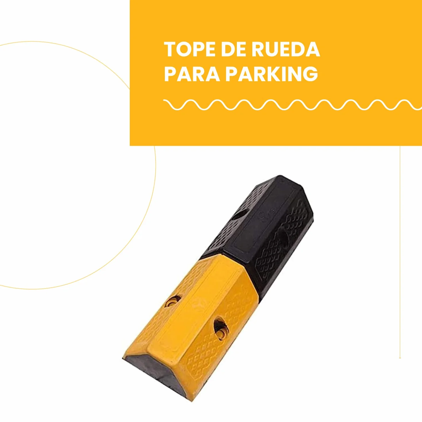 PARKING FACIL | Tope para Estacionamiento | Tope de Rueda para Parking, Estacionamiento, Zona Residencial. | Tamaño: 50 x 16 x 9.5 cm | Incluye tornillería | 2 Unidades
