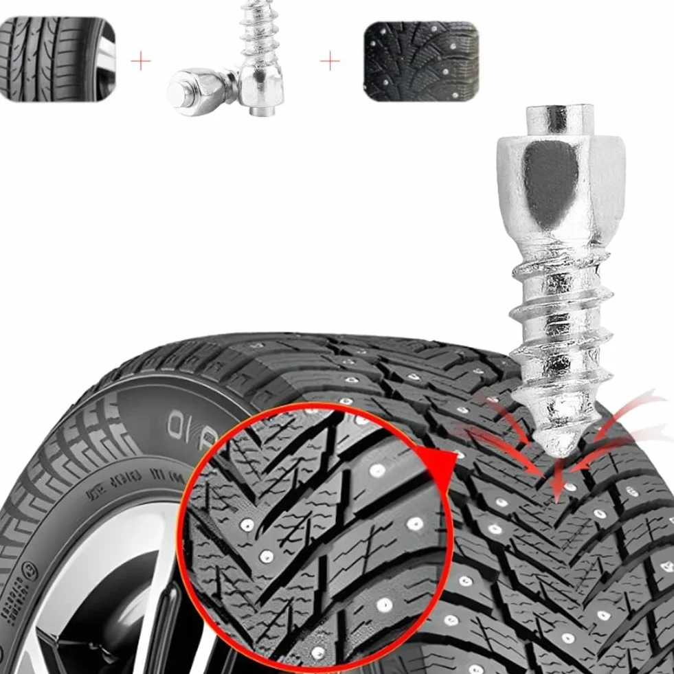 Tornillo para Neumáticos 12 mm Metal Antideslizante 100 Piezas para Coche Moto de Nieve Tractor ATV UTV