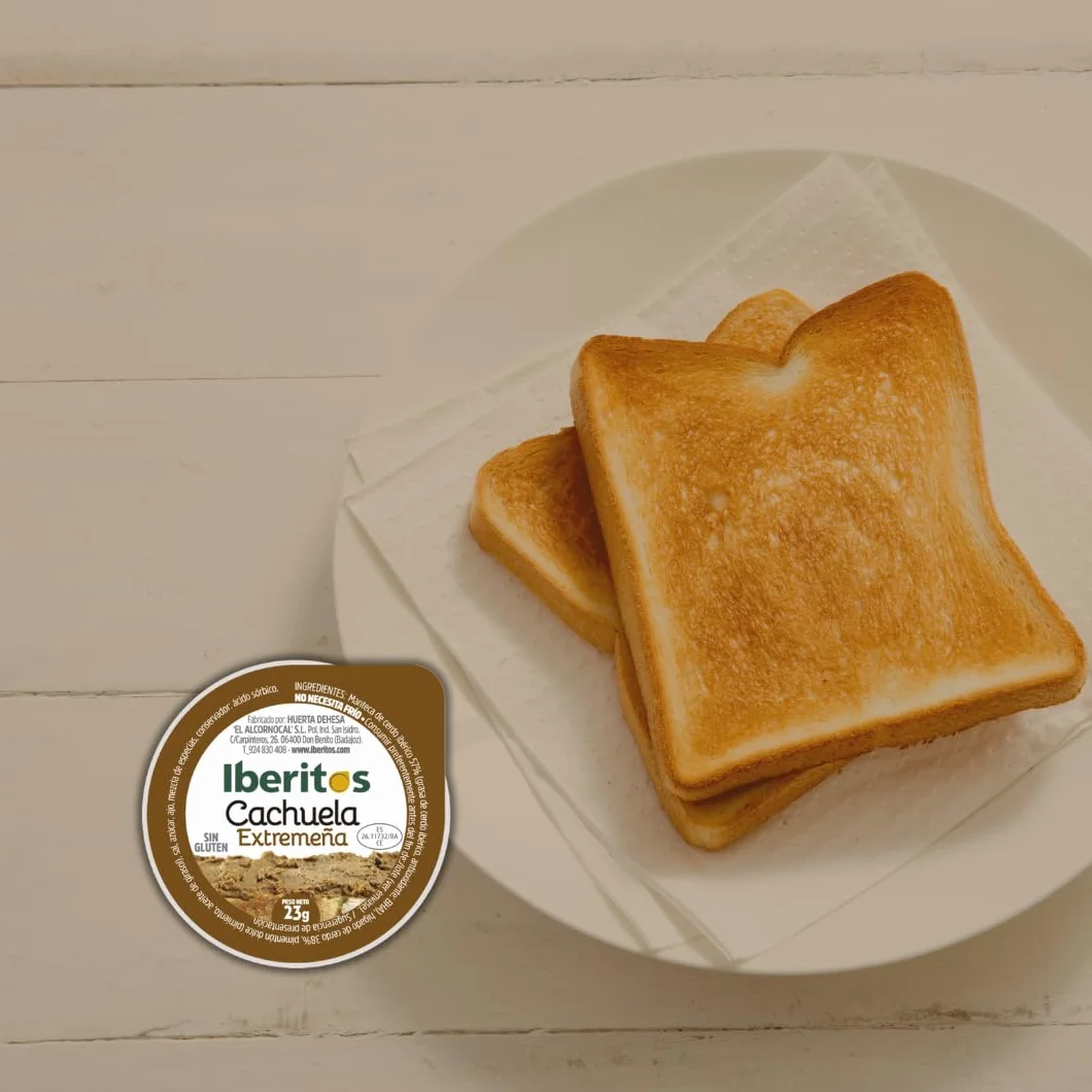 Iberitos Cachuela Extremeña Untable sin Gluten sin Lactosa Bandeja 18 Monodosis 23 Gramos