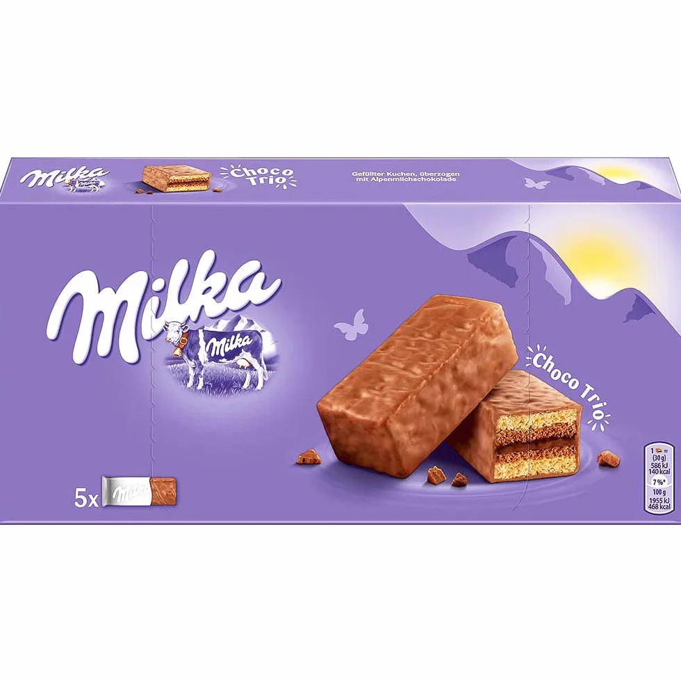 Milka Choco Trio Bizcocho de Cacao Cubierto con Chocolate con Leche 150 g