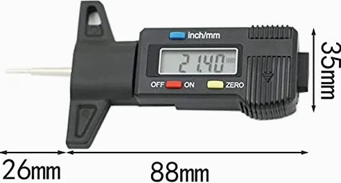 Medidor de Profundidad Digital Calibre Medidor de Profundidad de la Banda de Rodadura Medidor de Banda de Rodadura del neumático LCD for neumático de automóvil Herramienta de medición de 0-25,4
