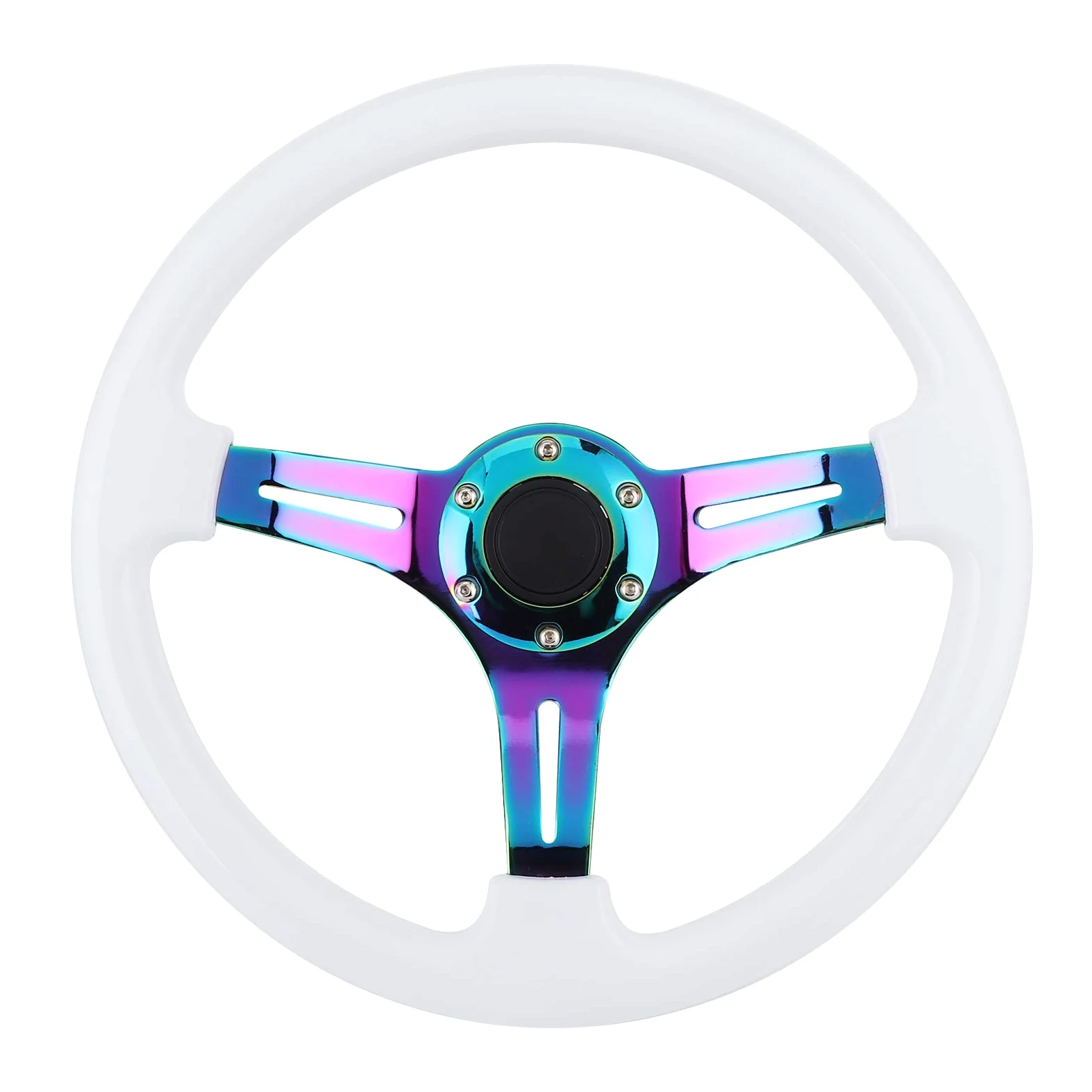 Volante de carreras de 14 pulgadas con radios de colores para la deriva universal en el coche, ABS duradero y acero