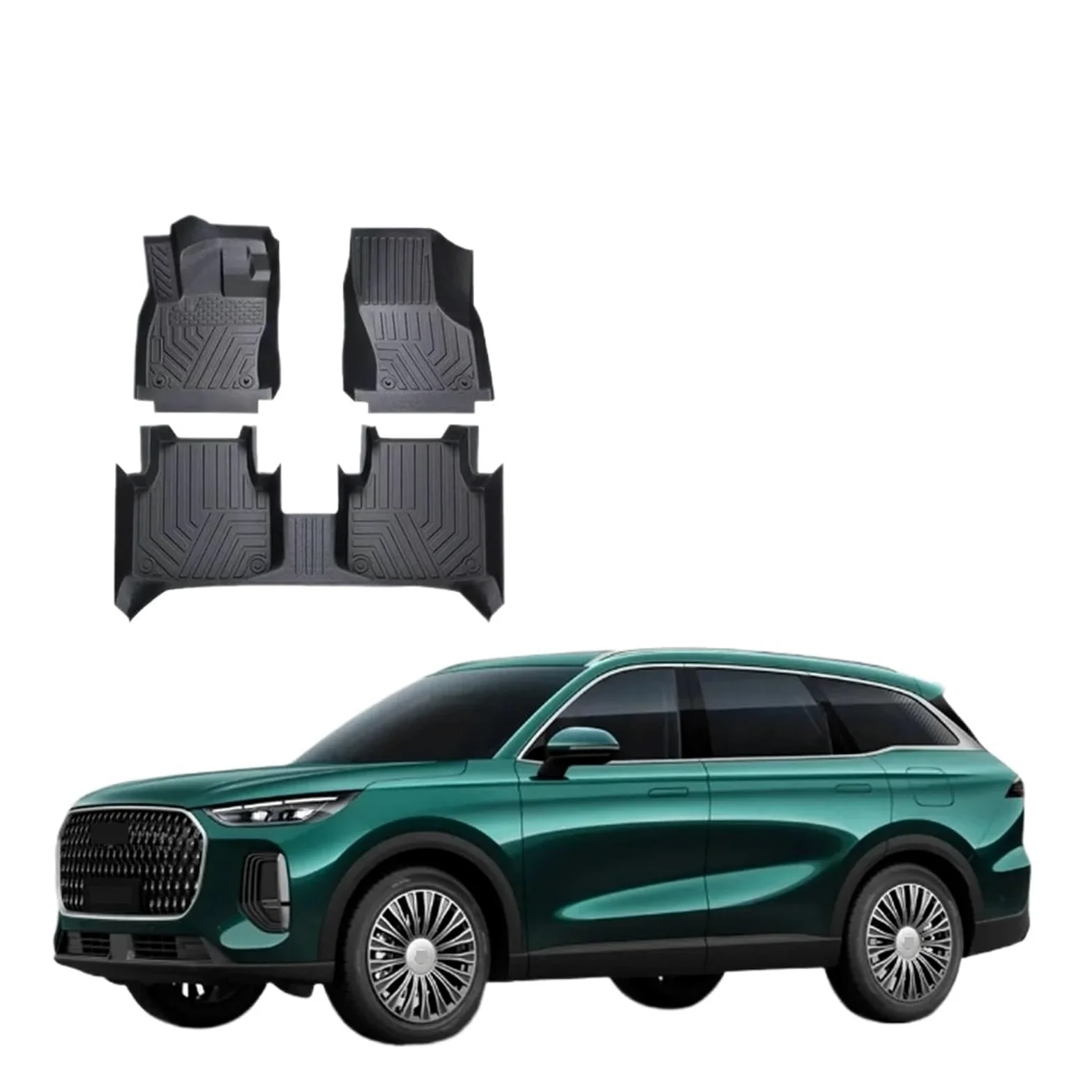 Alfombrillas Coche para Chery Tiggo 9 para Ebro S900 2024-2026 Fuel AWD FWD 7 Asientos LHD Alfombrillas TPE Coche Alfombras Impermeables Protección Antiarañazos(LHD Single Layer,Fuel AWD 7 Seats)