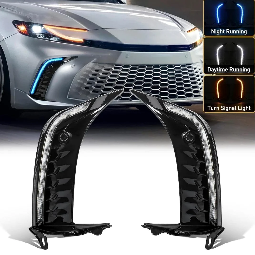 Genérico Luces circulación Diurna LED Para Toyota Para Camry SE XSE 2024 2025: Luces diurnas LED (DRL), faros delanteros, luces antiniebla e intermitentes Conjunto luces antiniebla LED
