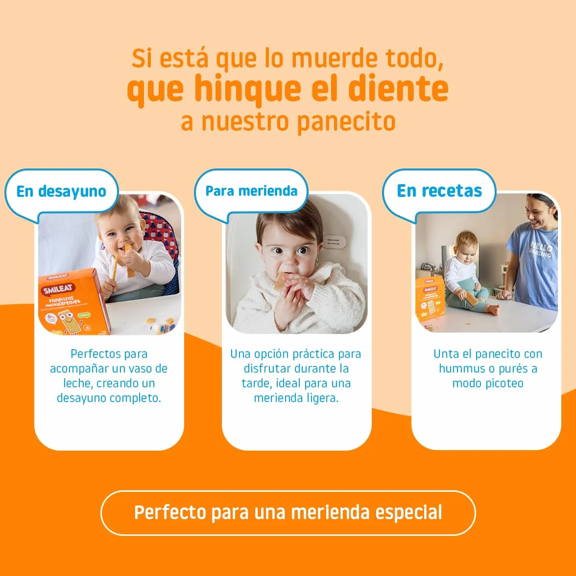 Smileat Panecitos Multicereales Snack +8 Meses Ecológicos Sin Gluten Sin Azúcar Añadido Pack 9 x 60 g