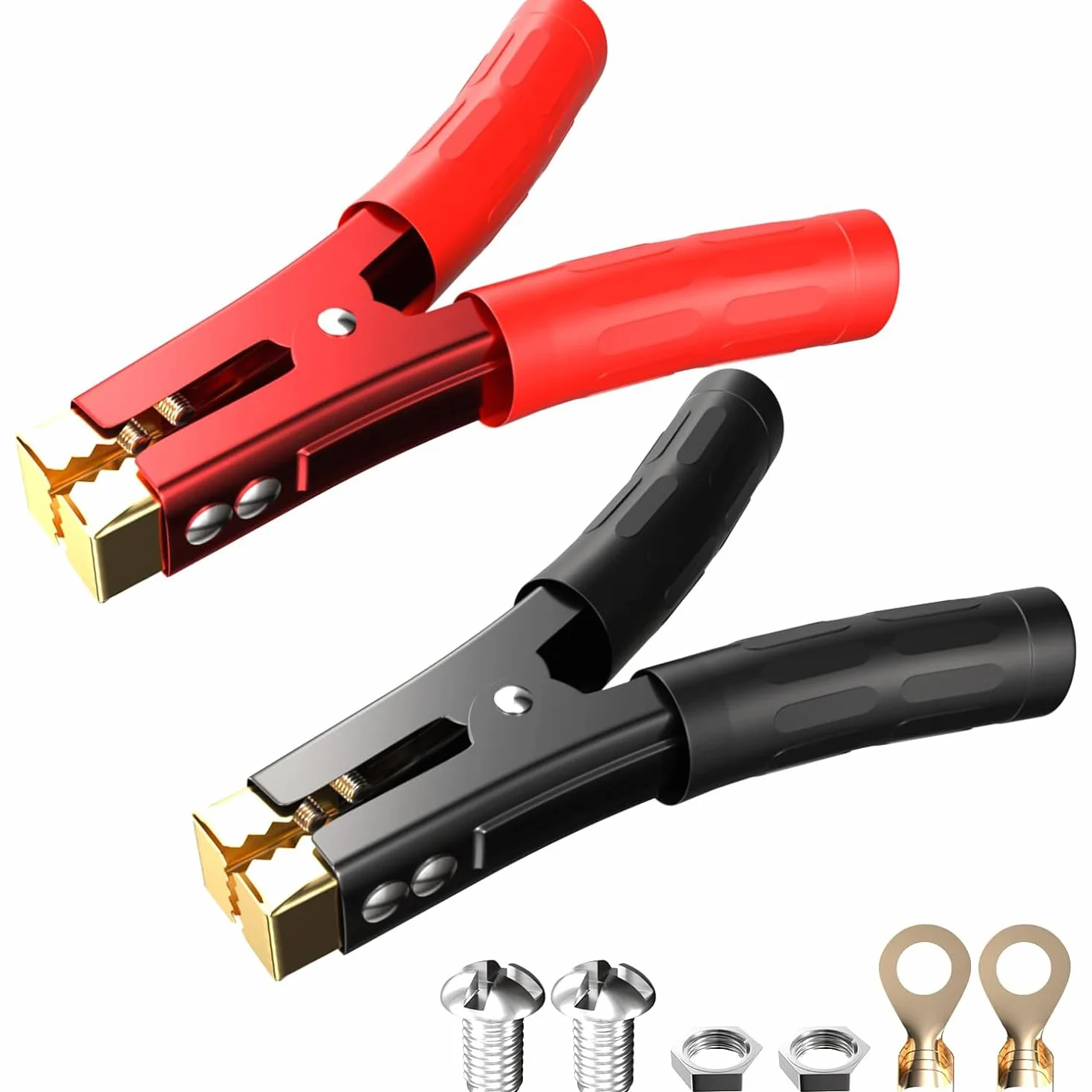 Greluma 2 Piezas 1000A Abrazaderas Cable Puente batería, Pinzas cocodrilo Resistentes, Cables Salto Abrazadera Refuerzo Abrazaderas Cargador batería Coche, Adecuado para Coche,vehículo,Barco