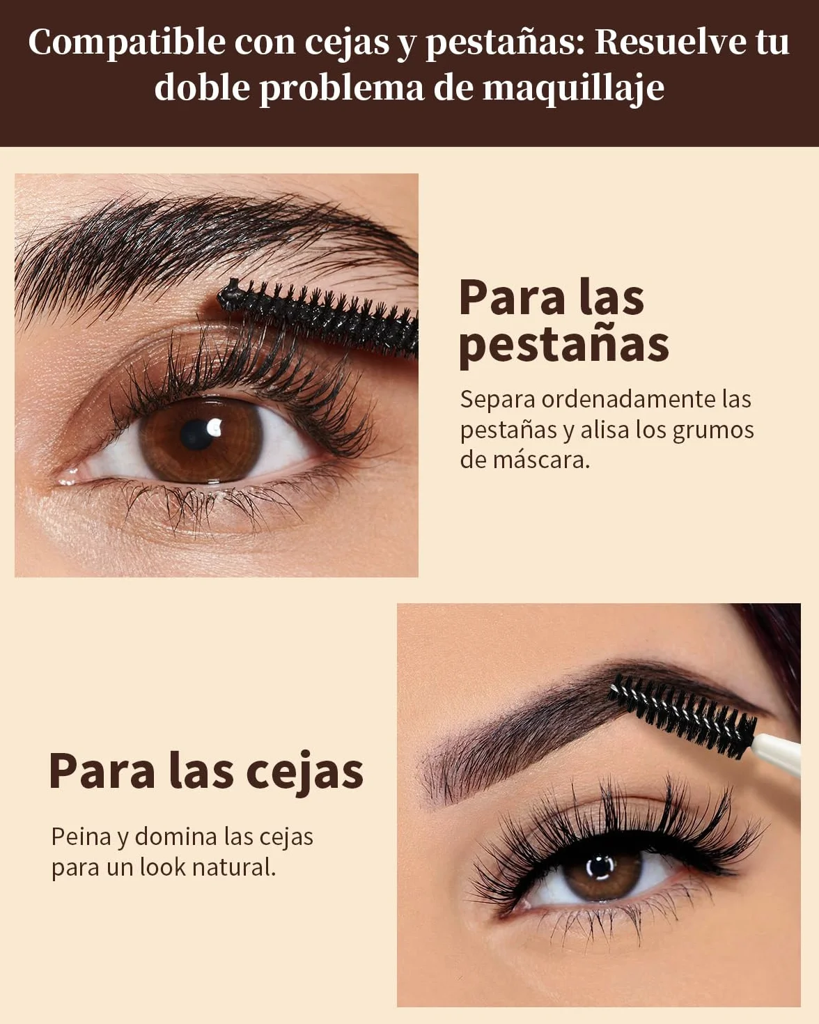 EIGSHOW Cepillo para cejas en ángulo de doble punta, para definir cejas delineador ojos pestañas, Maquillaje de Ojos