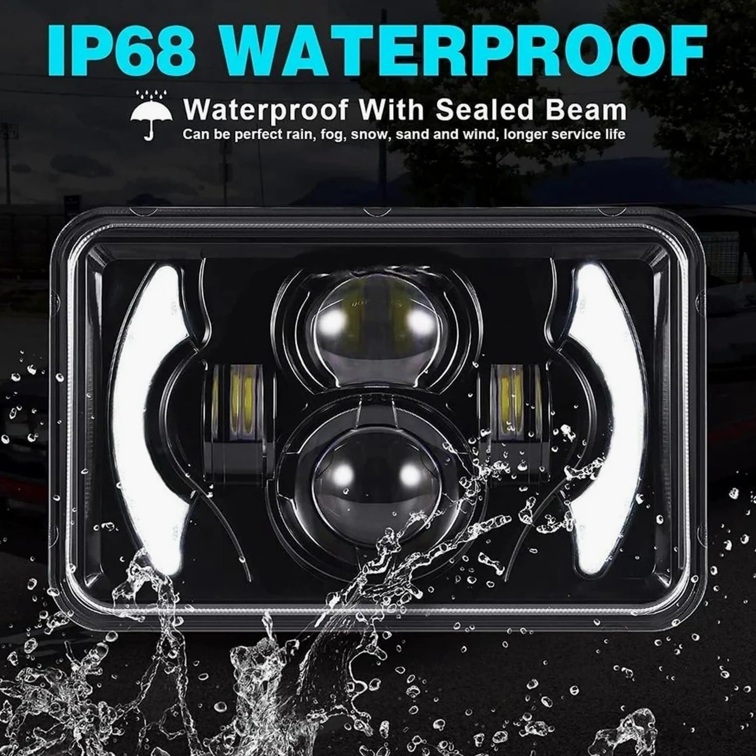 Bombilla Coche Faro LED 4x6 Bombilla para coche | 5x7 7x6 impermeable Hi Lo Beam blanco ámbar DRL
