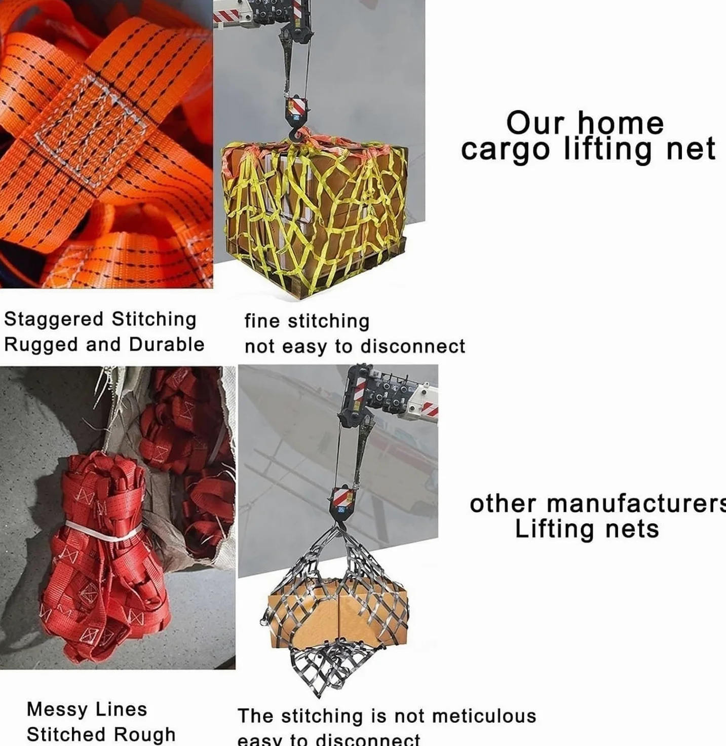 Red de carga, red de carga para furgoneta, red de eslinga de elevación, malla resistente al desgarro, correas de red de elevación de carga reutilizables, aparejo de construcción en movimiento (tamañ