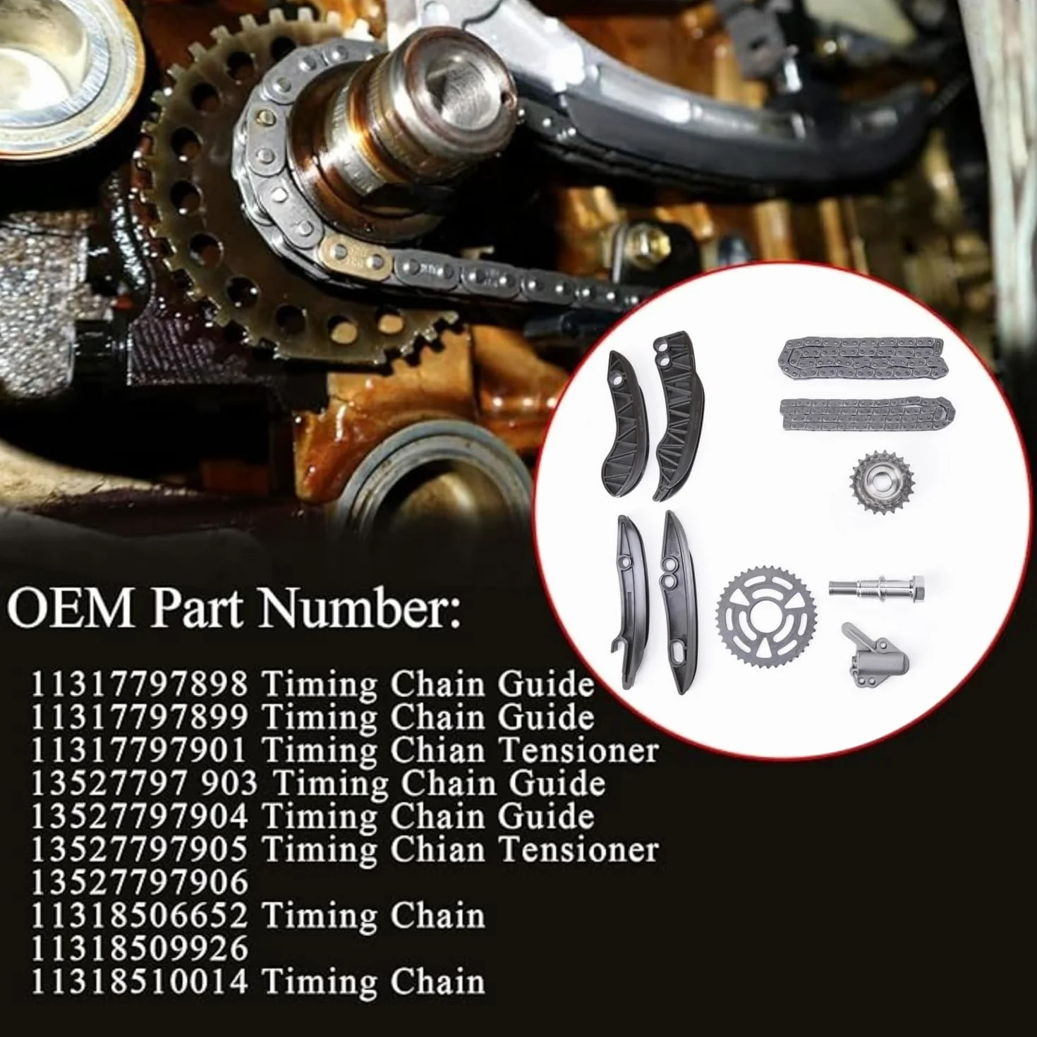 11317797898 Juego de cadena de control de repuesto para N47 118d 120d 318d 520d X1 16d X3 18d N47 Diesel 11317797901 13527797905