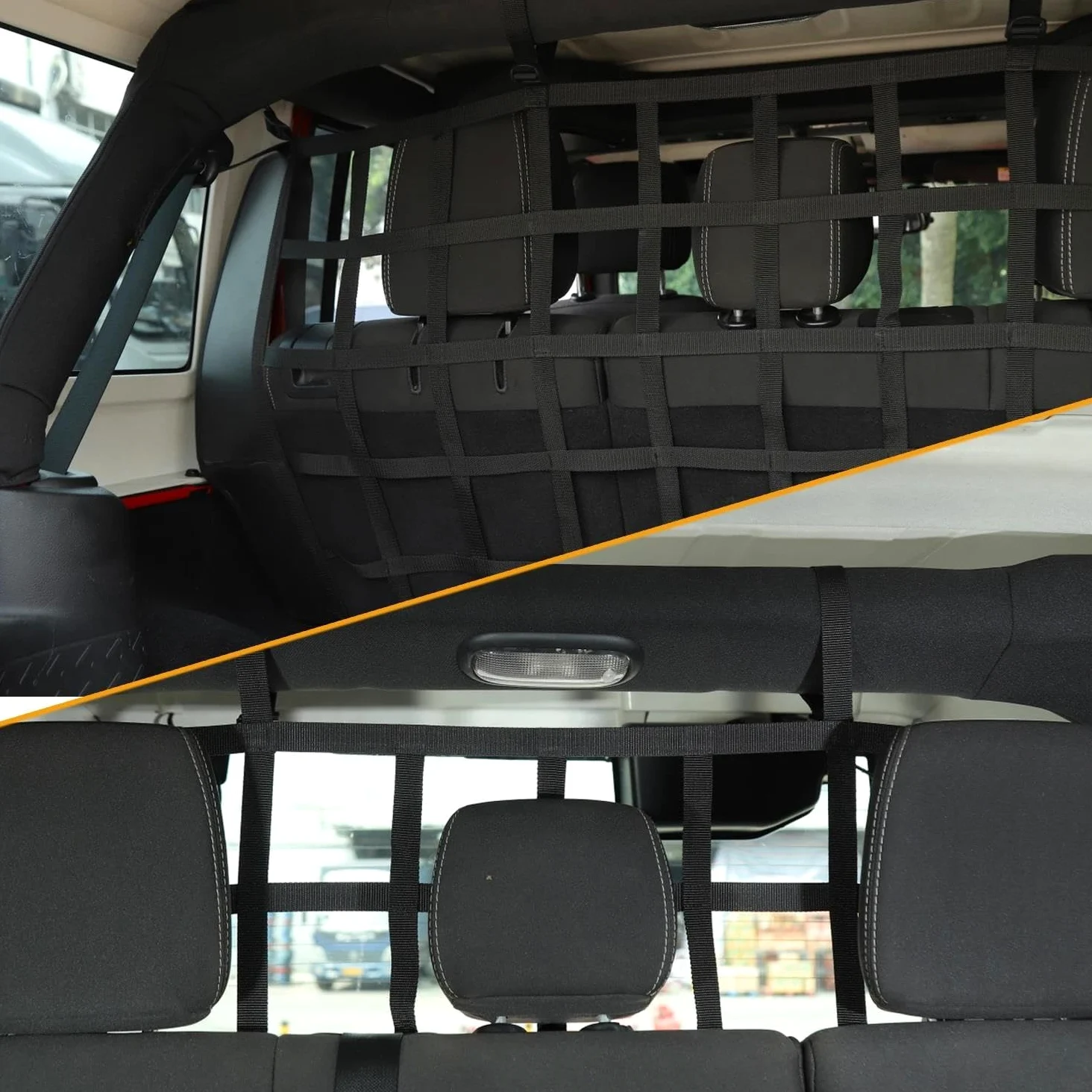 Red de Almacenamiento Red De Aislamiento para Maletero Coche Barrera Protectora para Perros Malla Divisora Seguridad para Jeep para Wrangler JK JL 2007-2023