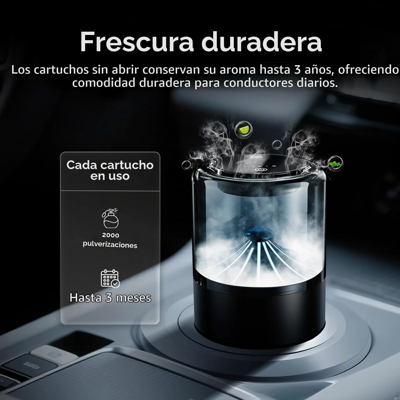 Difusor de Ambientador para Coche con Aroma Blue Ocean de MMOBIEL – Difusor de Coche con 2 Modos de Pulverización, 4 Niveles Intensidad, Encendido/Apagado Automático y Cable – USB/Batería – Sin Llama