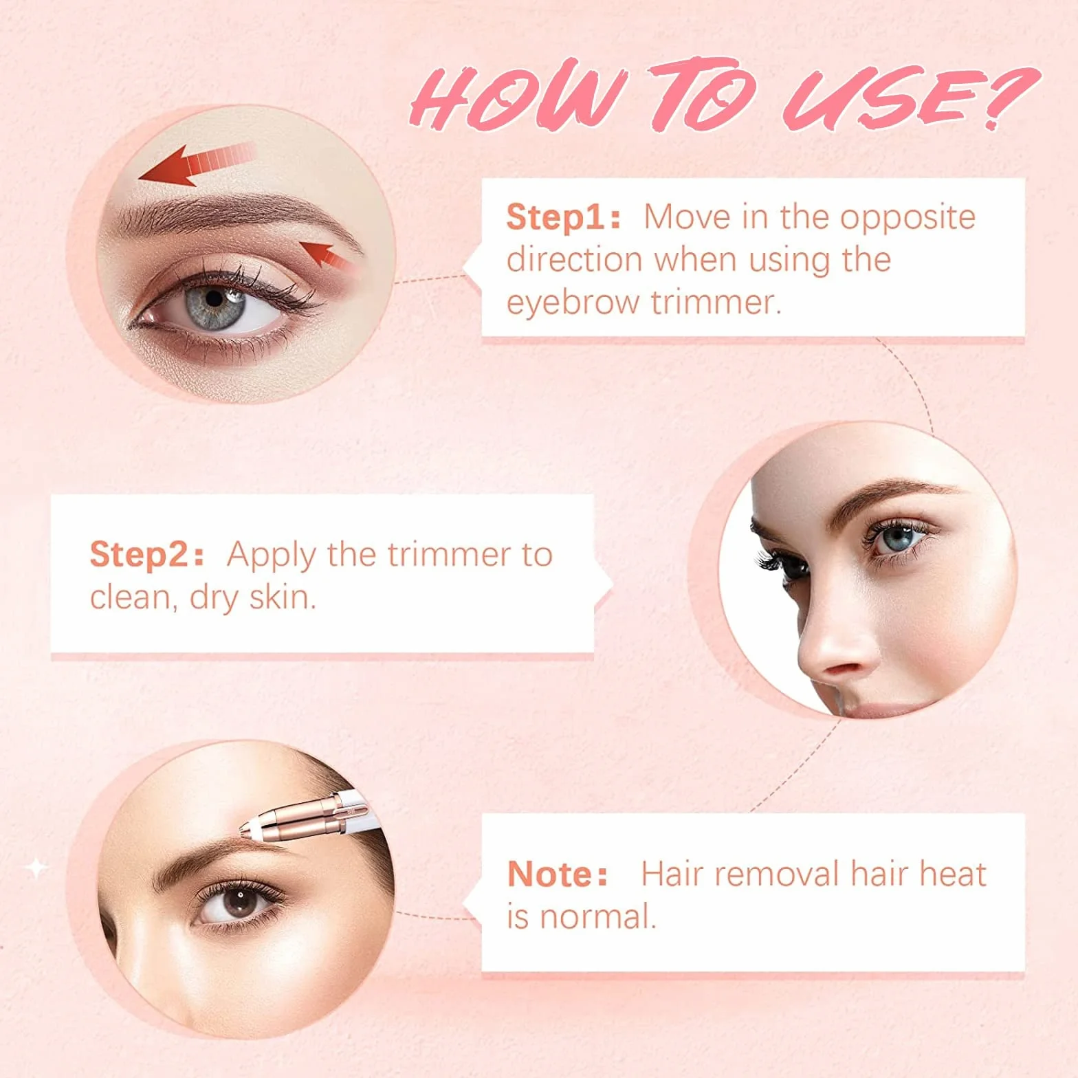 Depiladora Facial Mujer Recargable Impermeable Recortador de Cejas USB Portátil Sin Dolor Luz LED