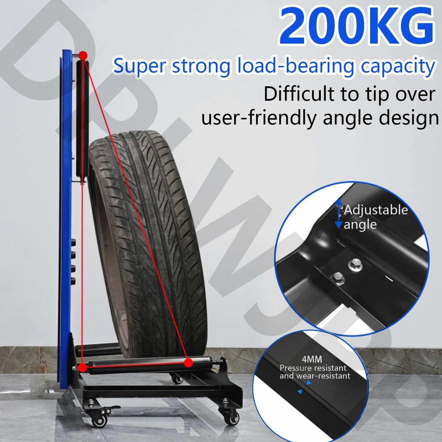 Soporte de limpieza de rueda rodante de 360° resistente para garaje, talleres de reparación de automóviles y talleres personales
