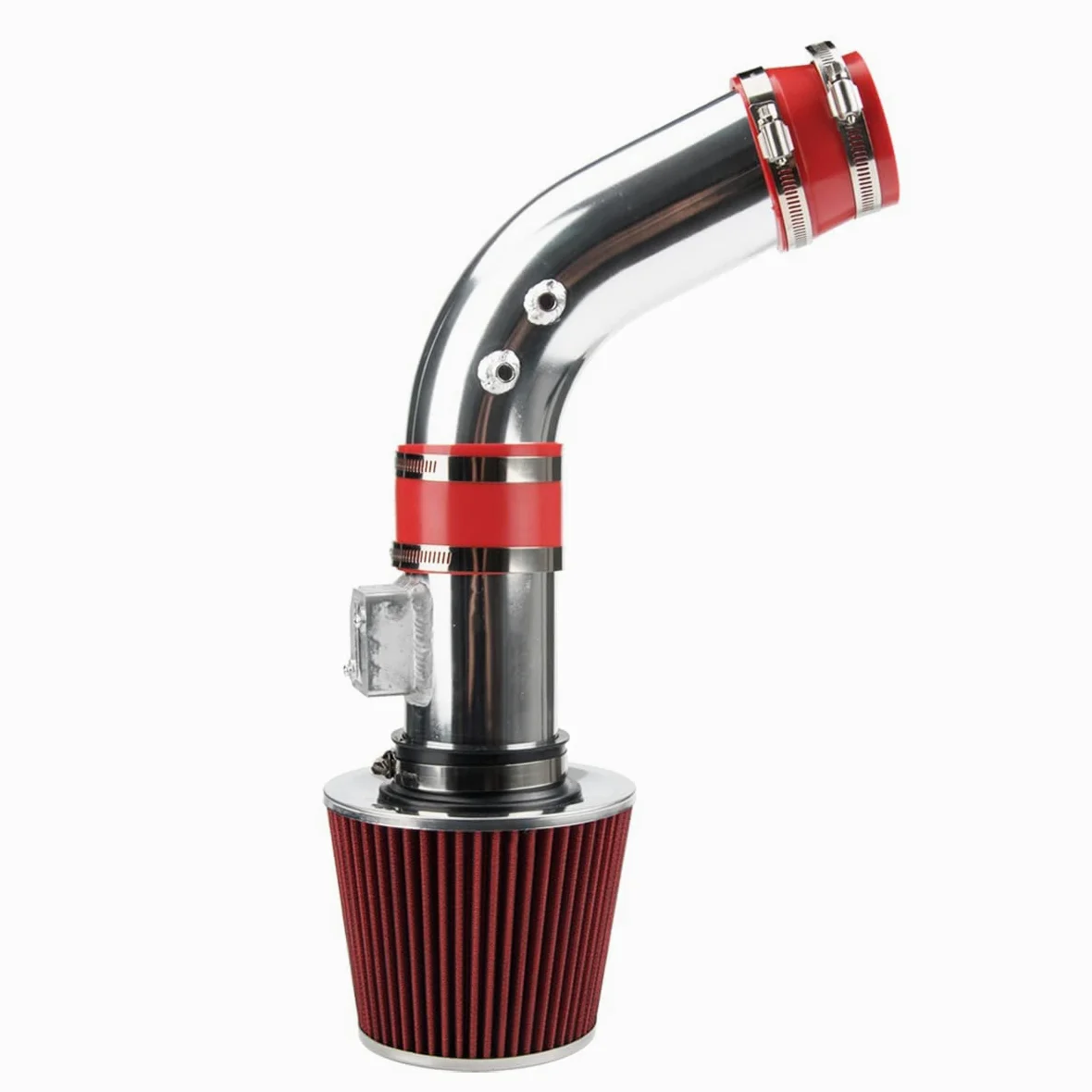Admisión de aire frío para Accord 04-07, kits de sistema de filtros de admisión de aire frío para Accord 2004 2005 2006 2007 2.4L, aluminio pulido de alto flujo de 2.75 pulgadas (rojo)