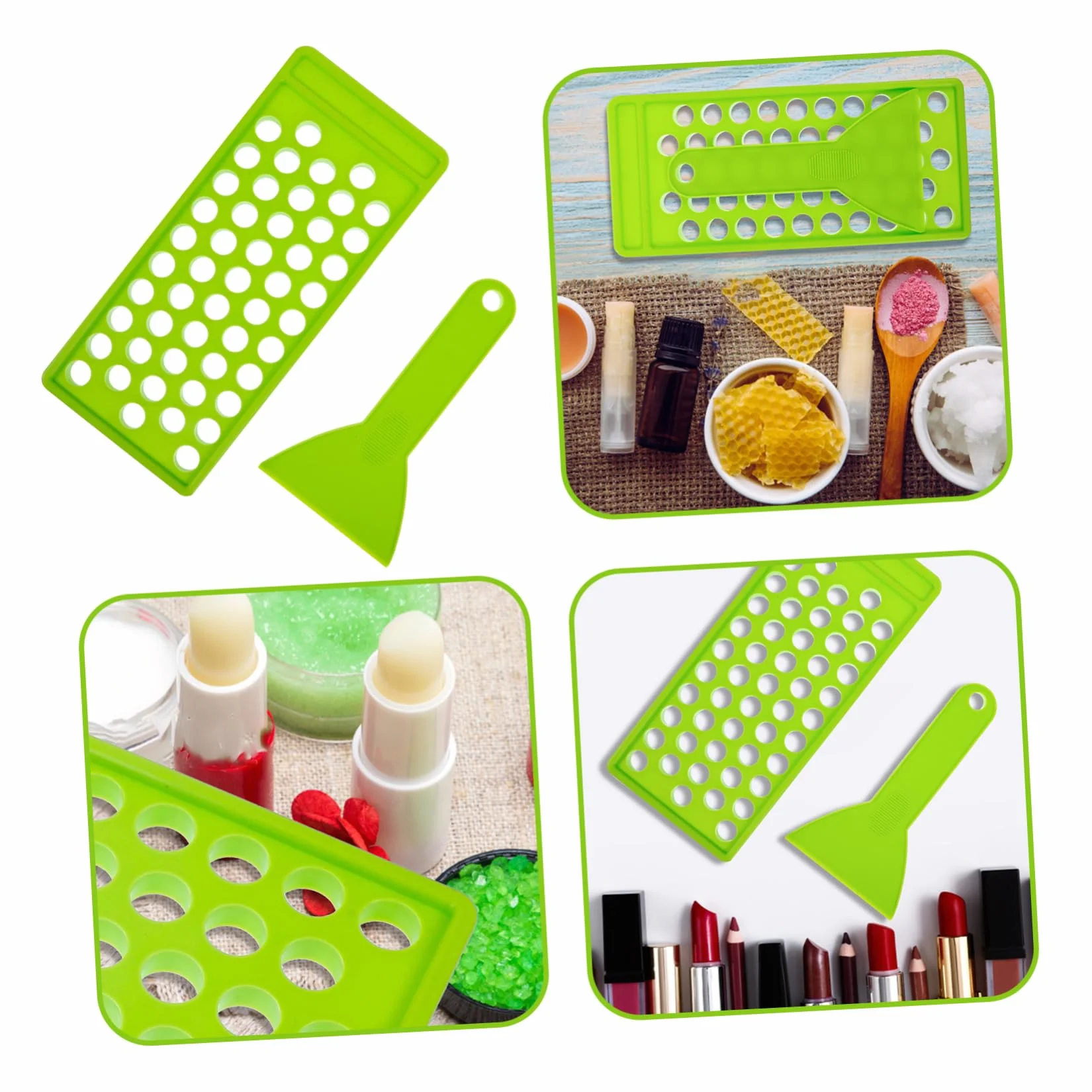 Kit para Hacer Bálsamos Labiales DIY con Bandeja de 50 Agujeros y Espátula