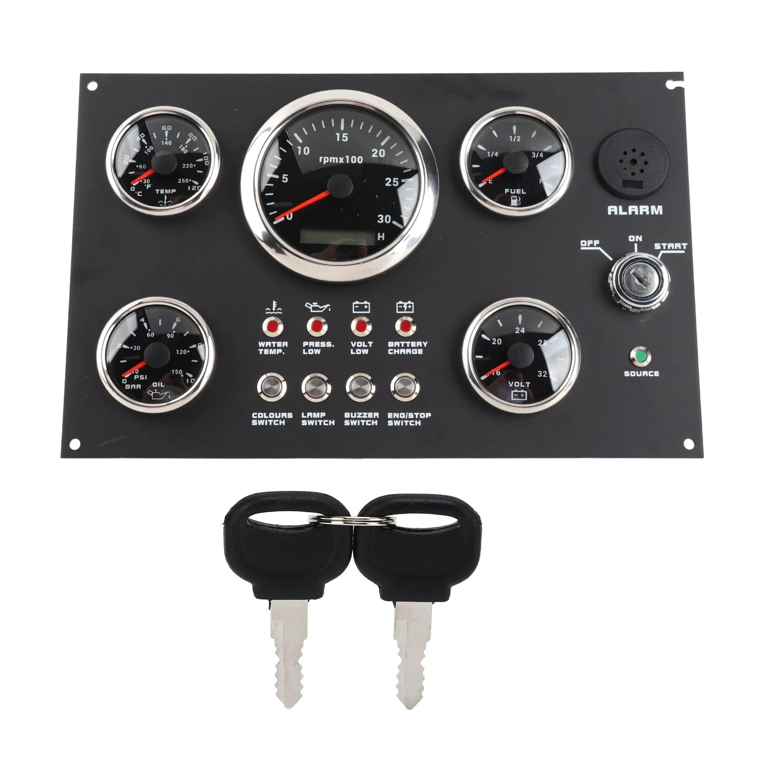Digital Gauge, medidor de clúster RPM Nivel de Presión de aceite Temperatura de agua Voltaje 7 Flight de color para yates para botes de vehículos recreativos
