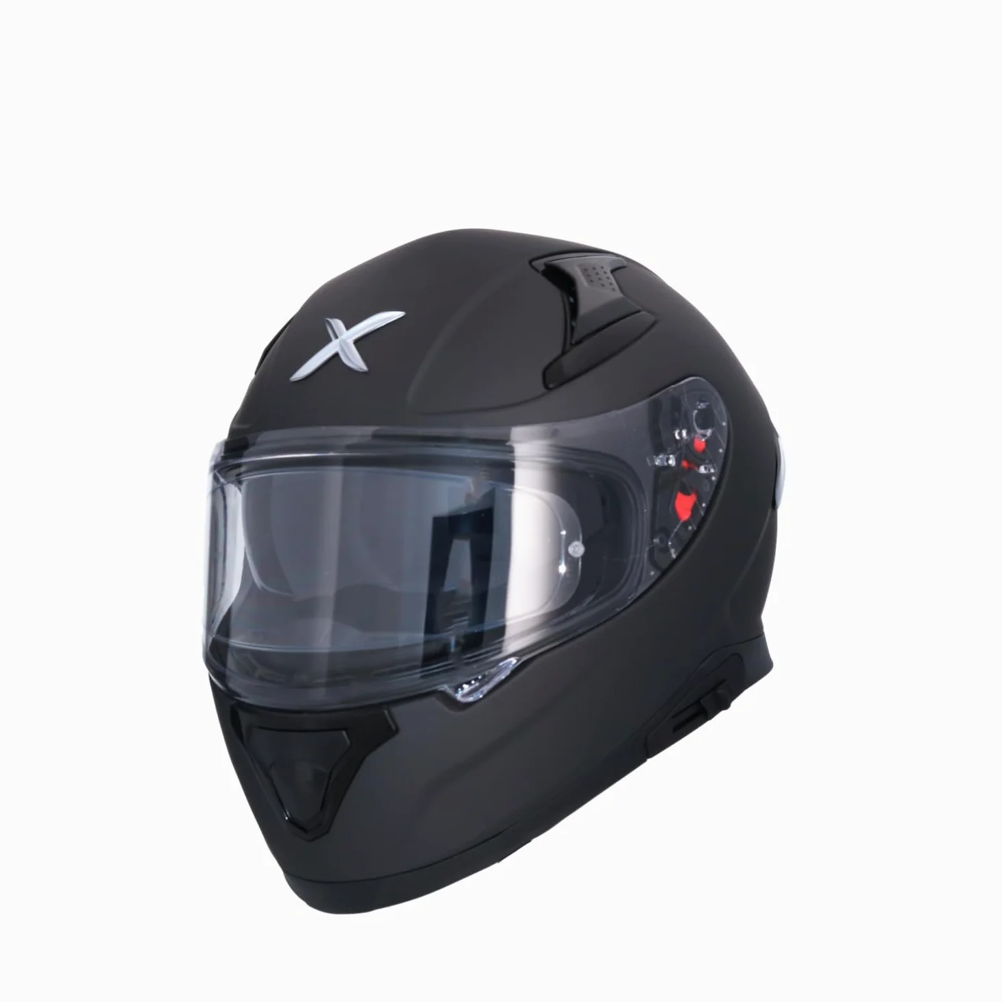 Casco AXOR Apex Solid Casco Integral de Moto Negro Mate con Pantalla Extra y Lente Solar, Diseño Deportivo, Talla L