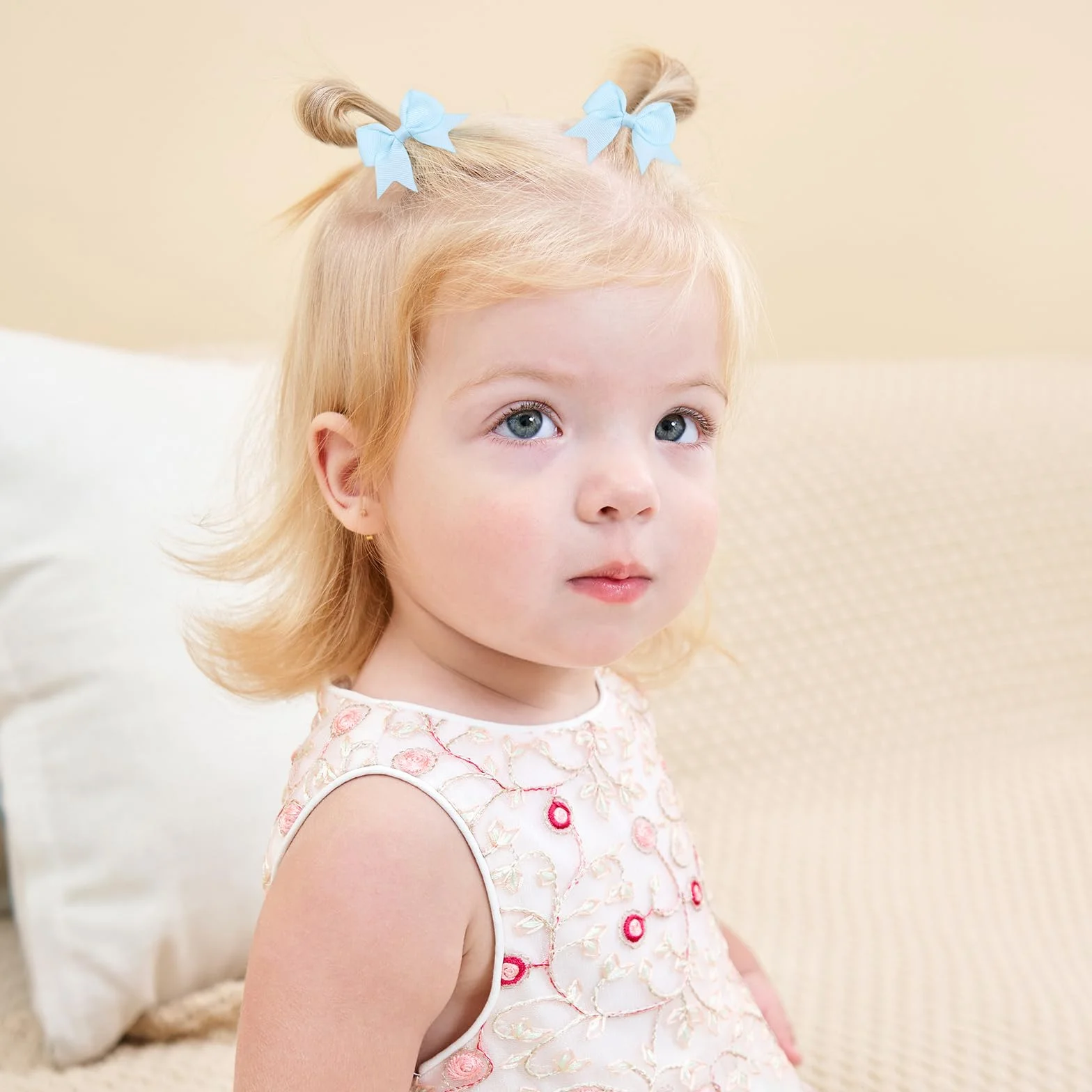Ganchos con Clip de Cocodrilo y Lazos de Grogrén de 6 cm, Jollybows, Accesorios para Bebés y Niñas