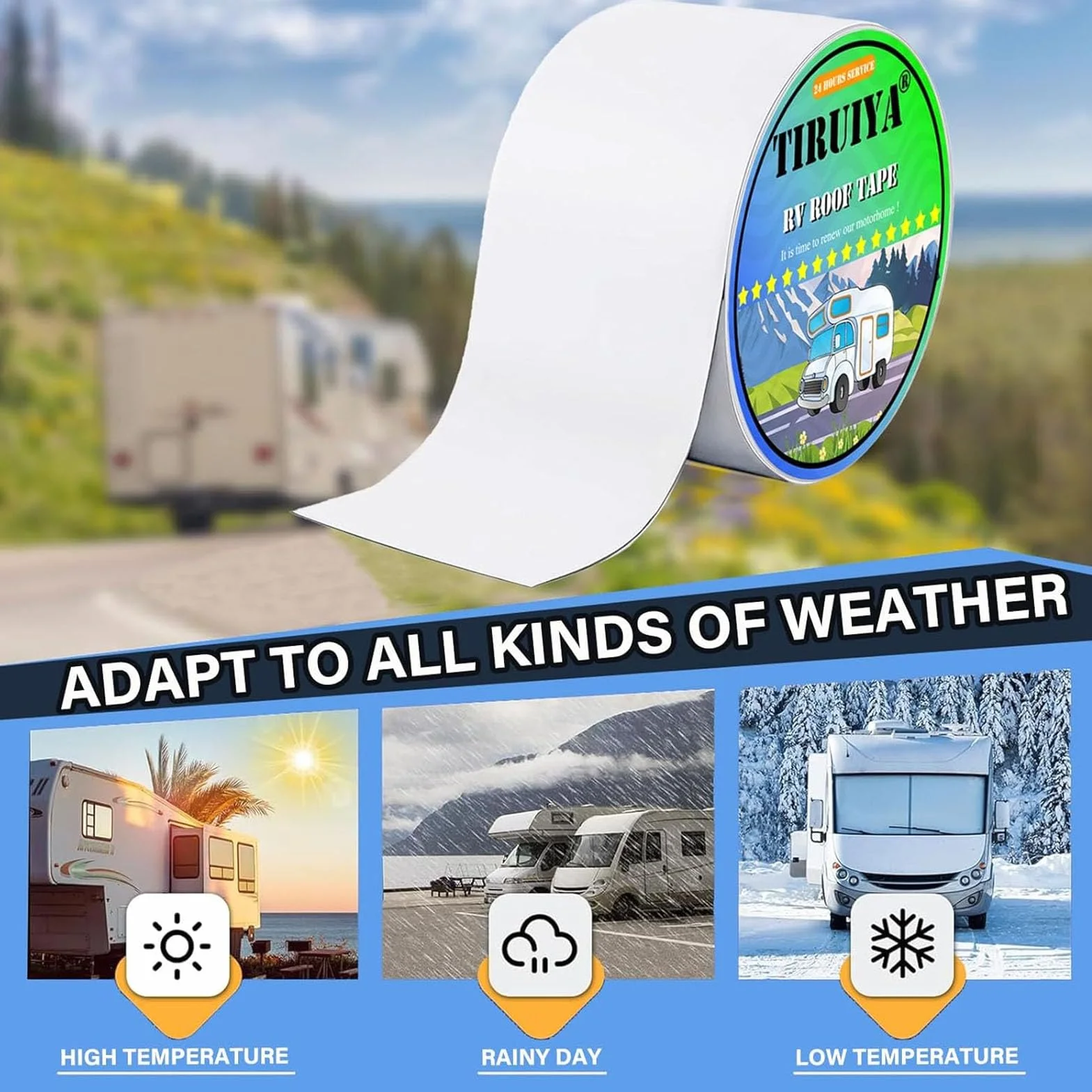 cinta selladora caravana, cinta impermeable autoadhesiva, butilo en cinta blanca reparación para caravana, tuberias, canalón, tubería