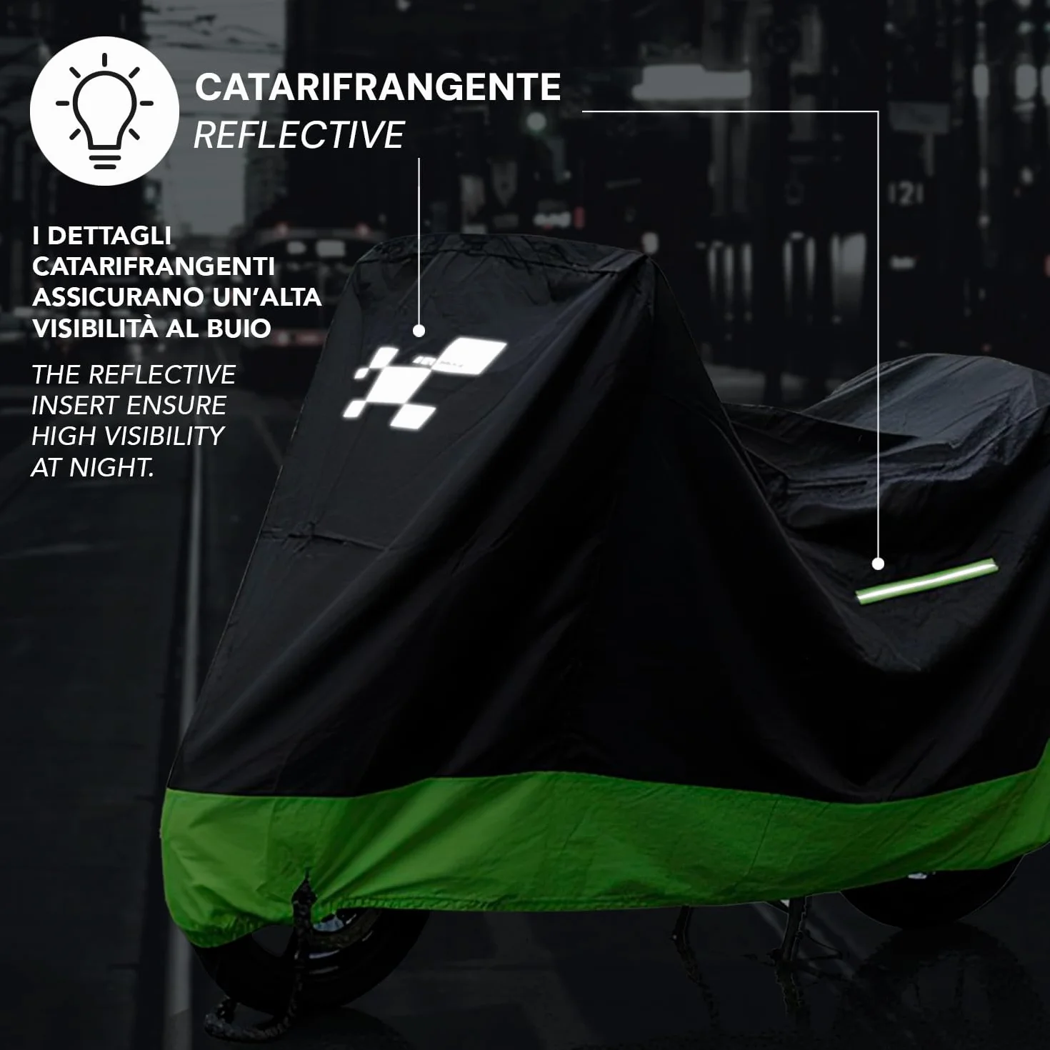 PERLETTI Funda Moto Interior Resistente al Agua - Cubre Scooter Motocicleta Protector Rayos UV Polvo Humedad Insertos Reflectantes - Capa Moto con Doble Correa Antiviento (240x105x125)