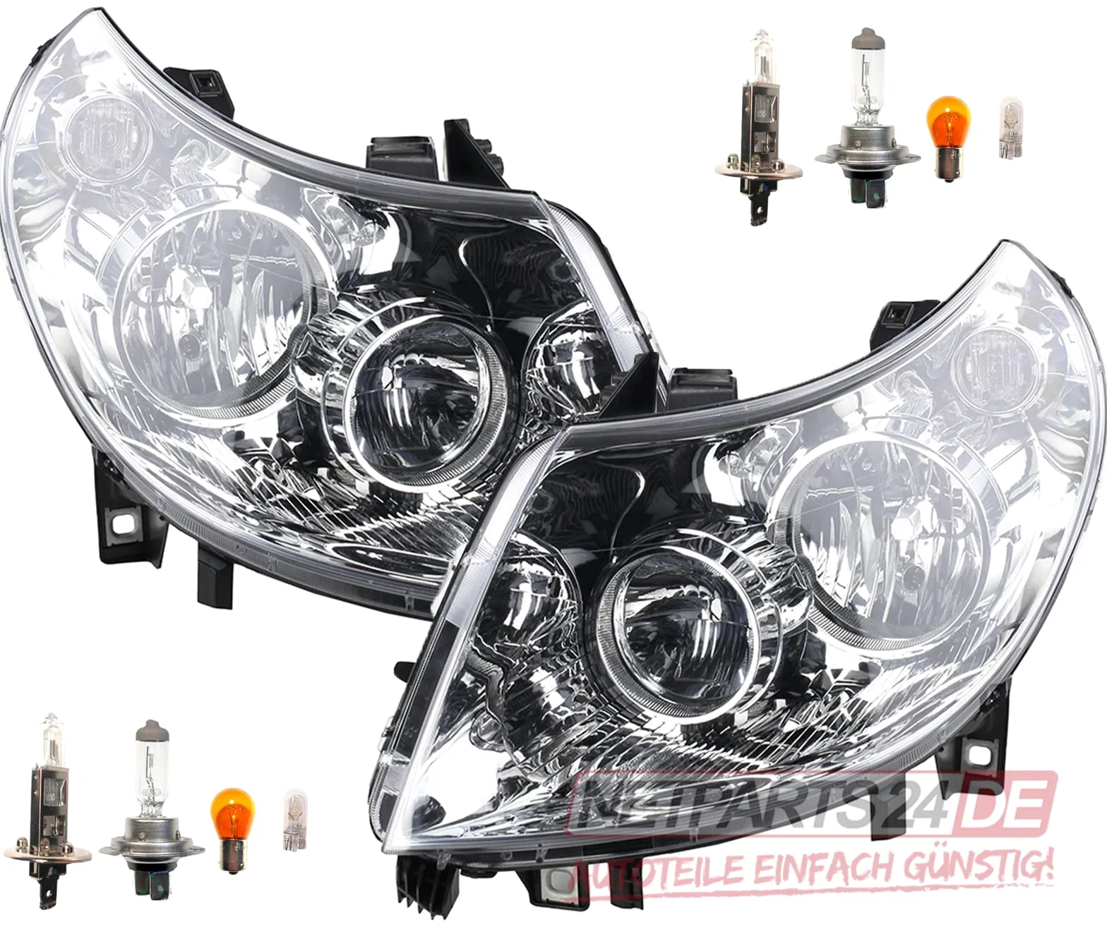 Johns, Juego de faros compatibles con Ducato, faros Citroen Jumper, Peugeot Boxer Set incluye bombilla.