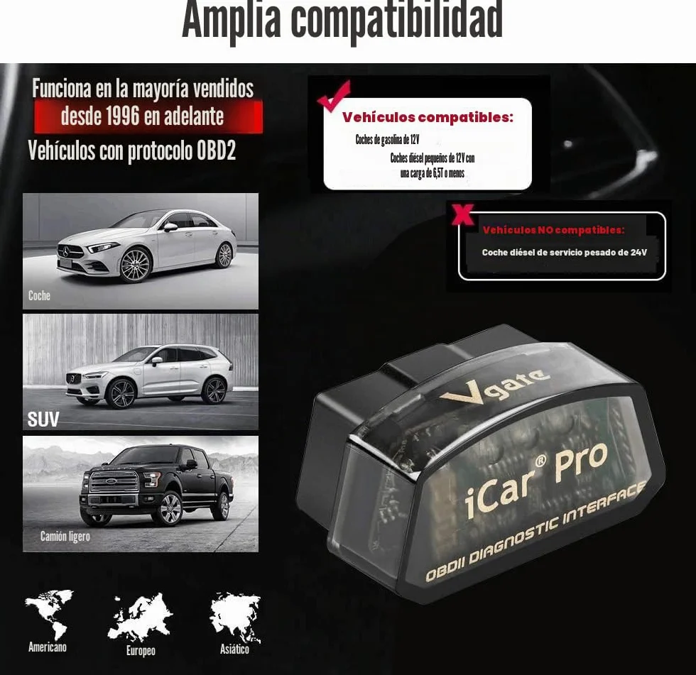 Vgate iCar Pro Bluetooth 4.0 (BLE) OBD2 Fault Code Reader OBDII Code Scanner Car Check Engine Light para iOS/Android | Lector de código de falla, OBDII, luz de comprobación de motor de coche, compatible con iOS/Android