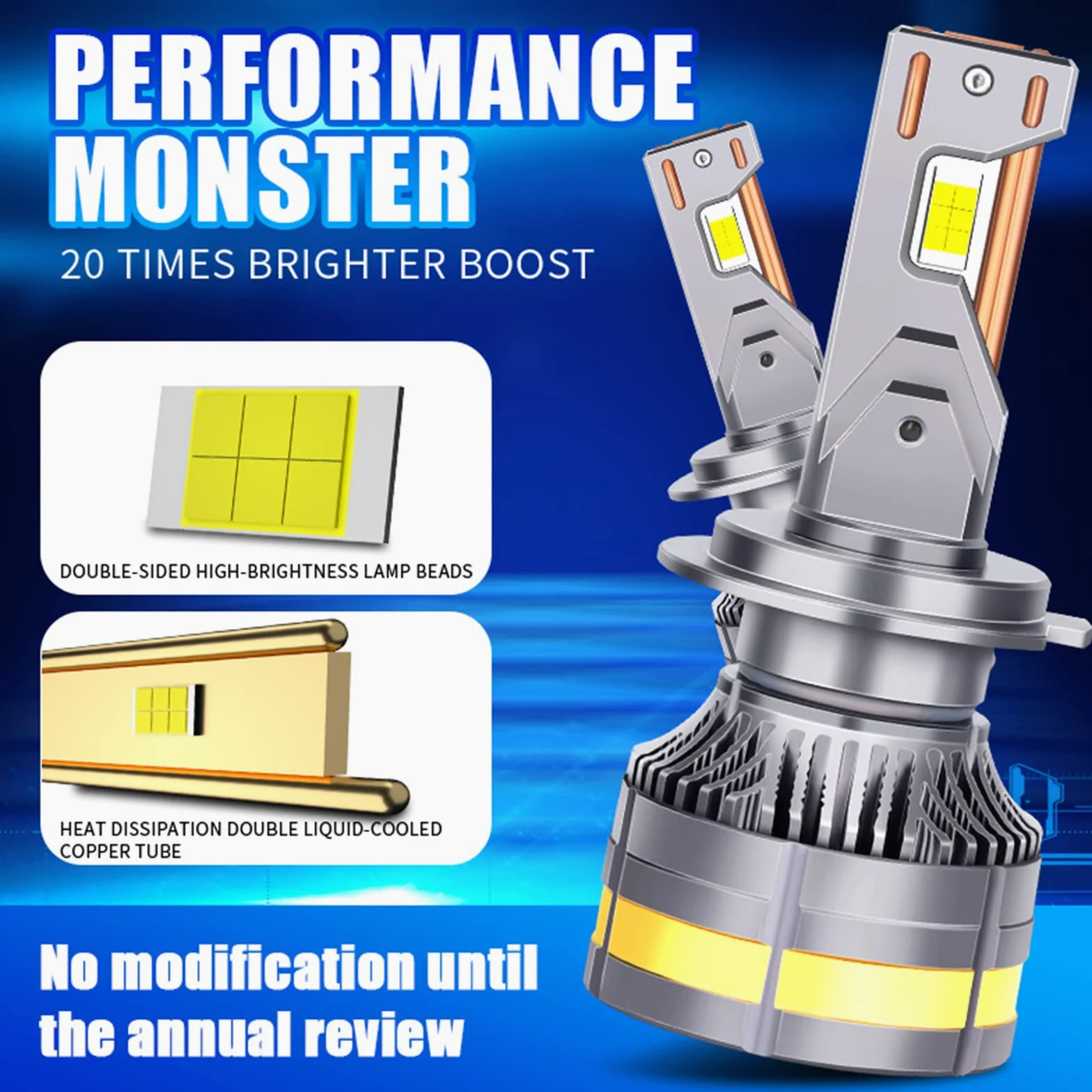 Bombillas LED Para Faros Delanteros, 600% De Brillo Bombilla LED De Temperatura De Tres Colores, Kit De Bombillas Para Faros Delanteros De Repuesto Plug-And-Play, Paquete De 2,H1