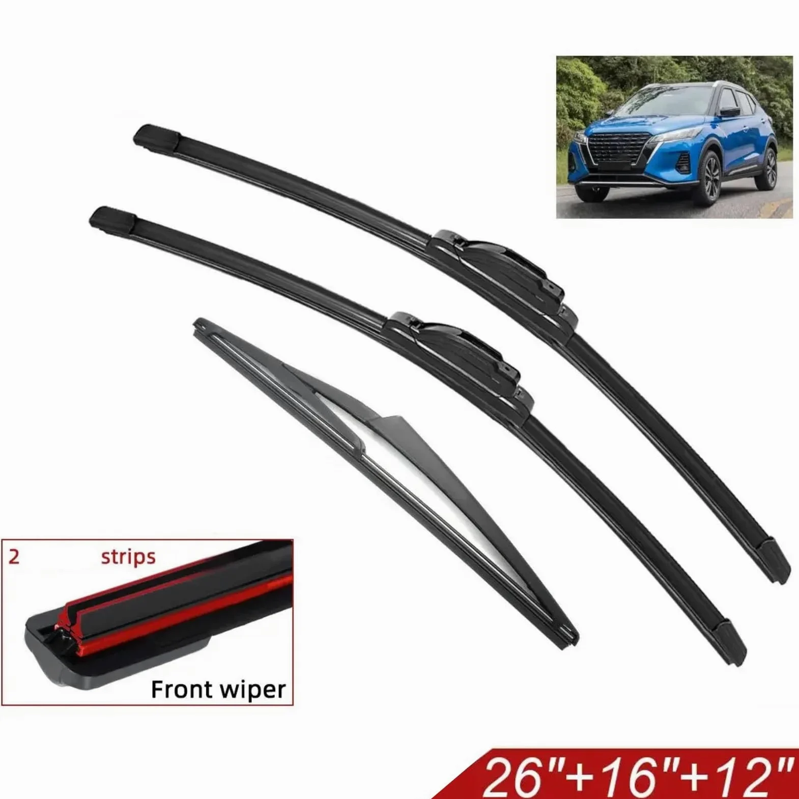 Escobilla coche Escobillas Limpiaparabrisas Coche Para Nissan Para Kicks 2017 2018 2019 2020 2021 2022 Trasero Delantero Doble Accesorios | 6pcs