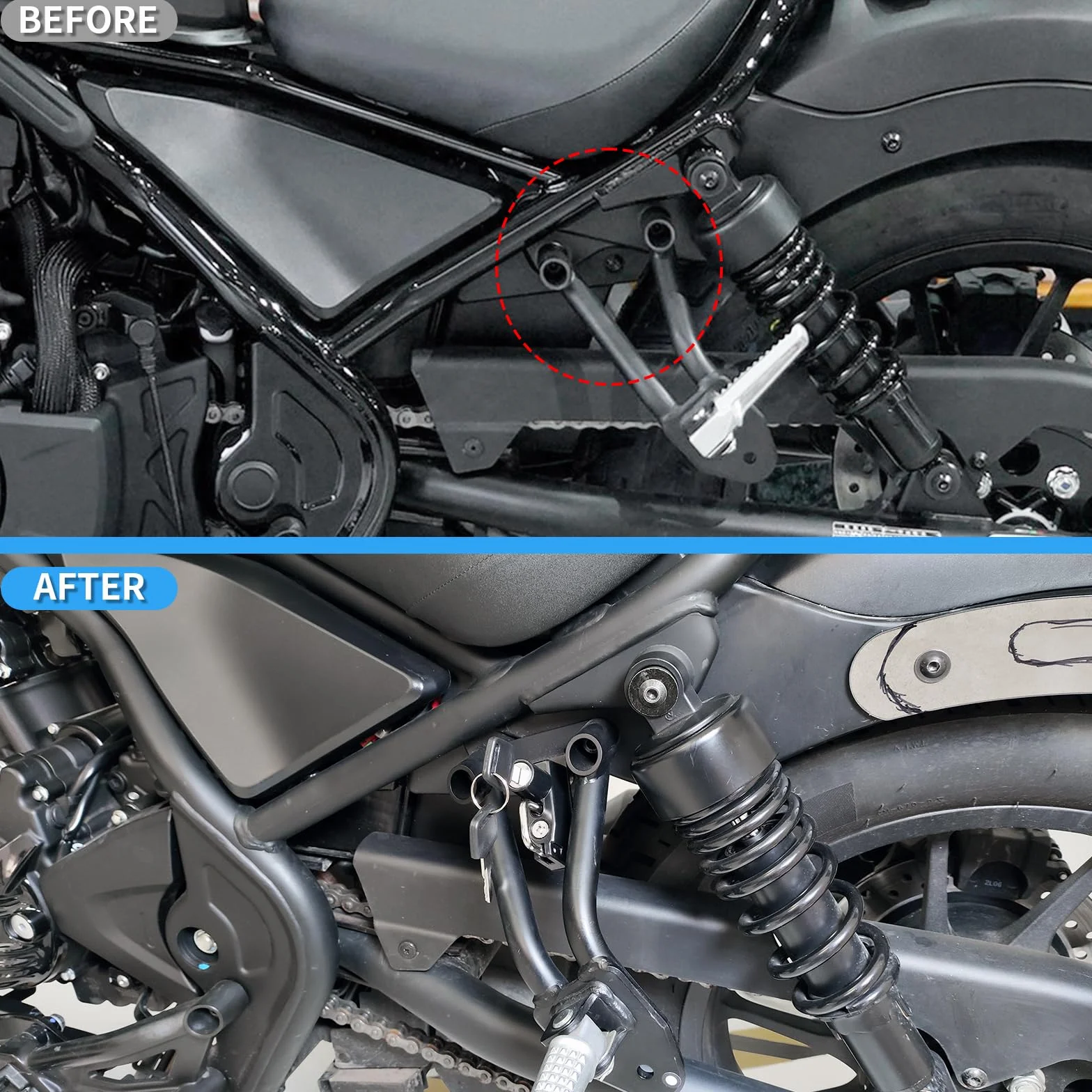 Candado para casco de motocicleta compatible con Honda REBEL CMX250/300/500 2017-2026 Soporte de acero para casco de gancho antirrobo para motocicletas
