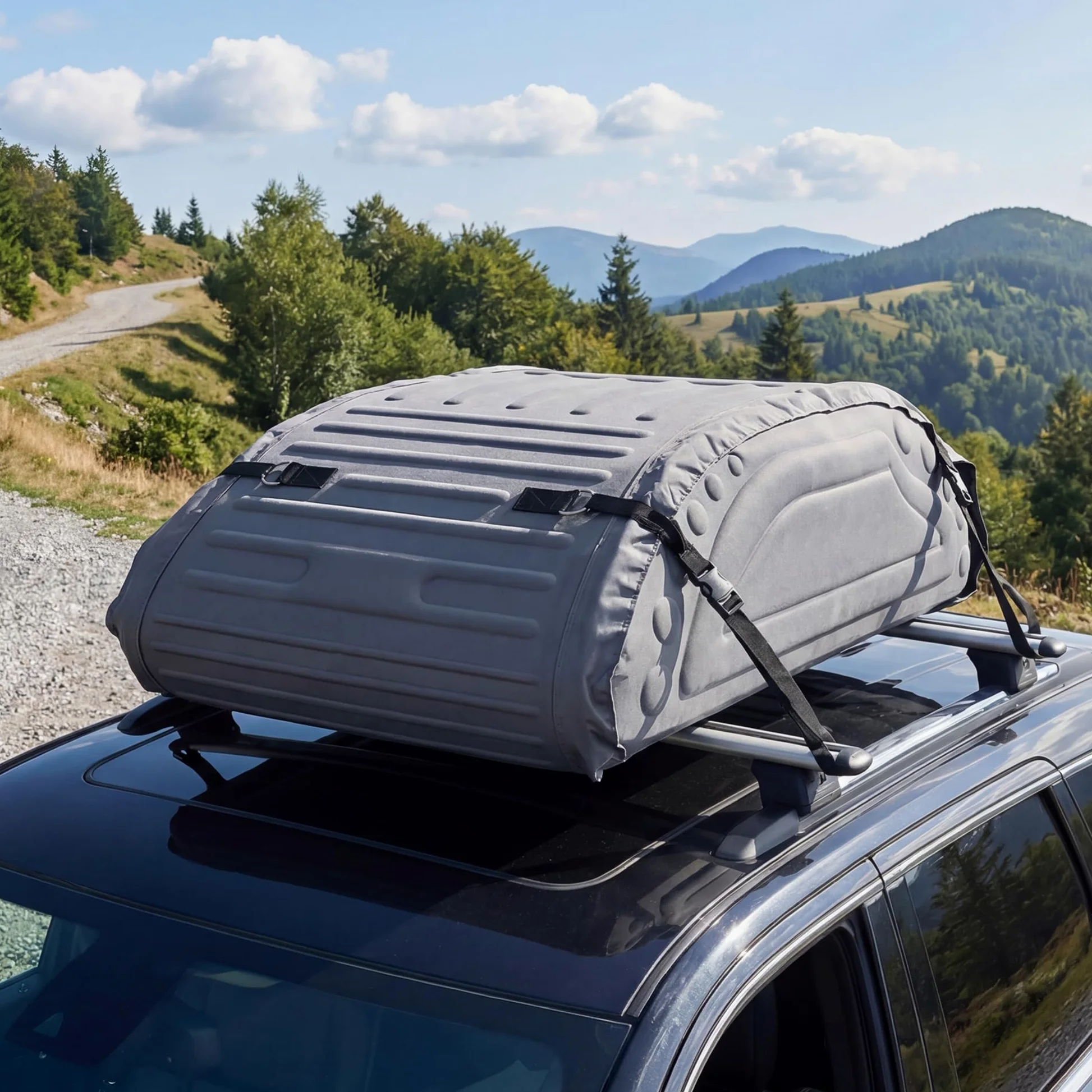 GIANTEX Cofre de techo para coche de 400 litros, impermeable, 4 correas de fijación, base antideslizante y bolsa de transporte, caja de equipaje aerodinámica, portaequipajes para SUV, sedán, furgoneta