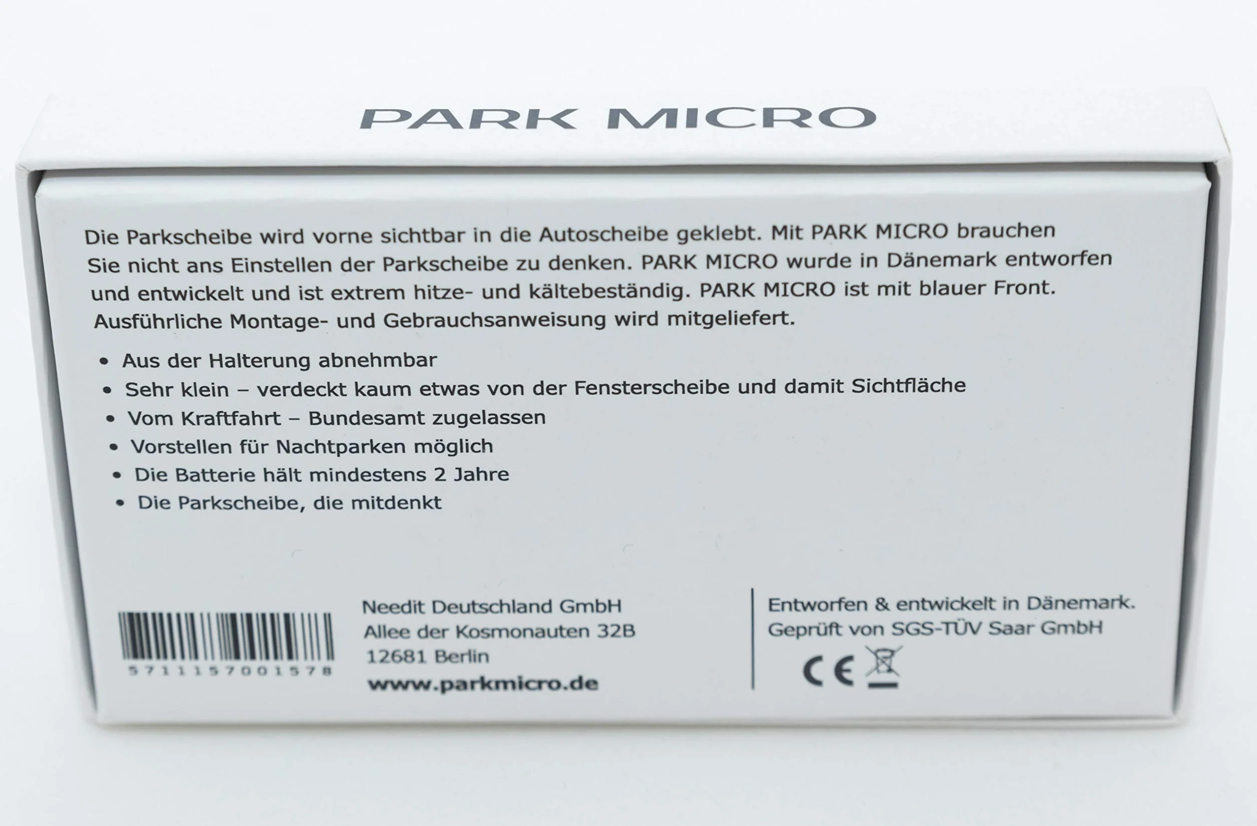 Needit Parkscheibe ParkMicro PS1800 800mm x 45mm x 10mm Autoadhesivo
