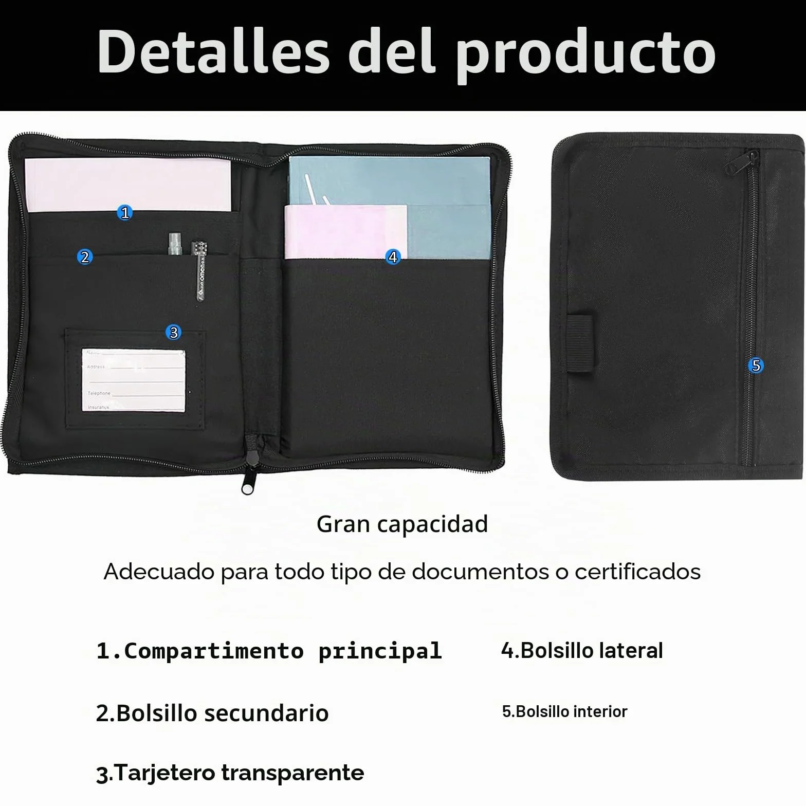 Carpeta de Guantera para Coches, 24 x 17,5 cm Organizador de Guantera, Organizador de Guantera Portátil para Coche, Cartera Organizadora de Guantera, Multiusos Bolsa Con Cremallera de Coche