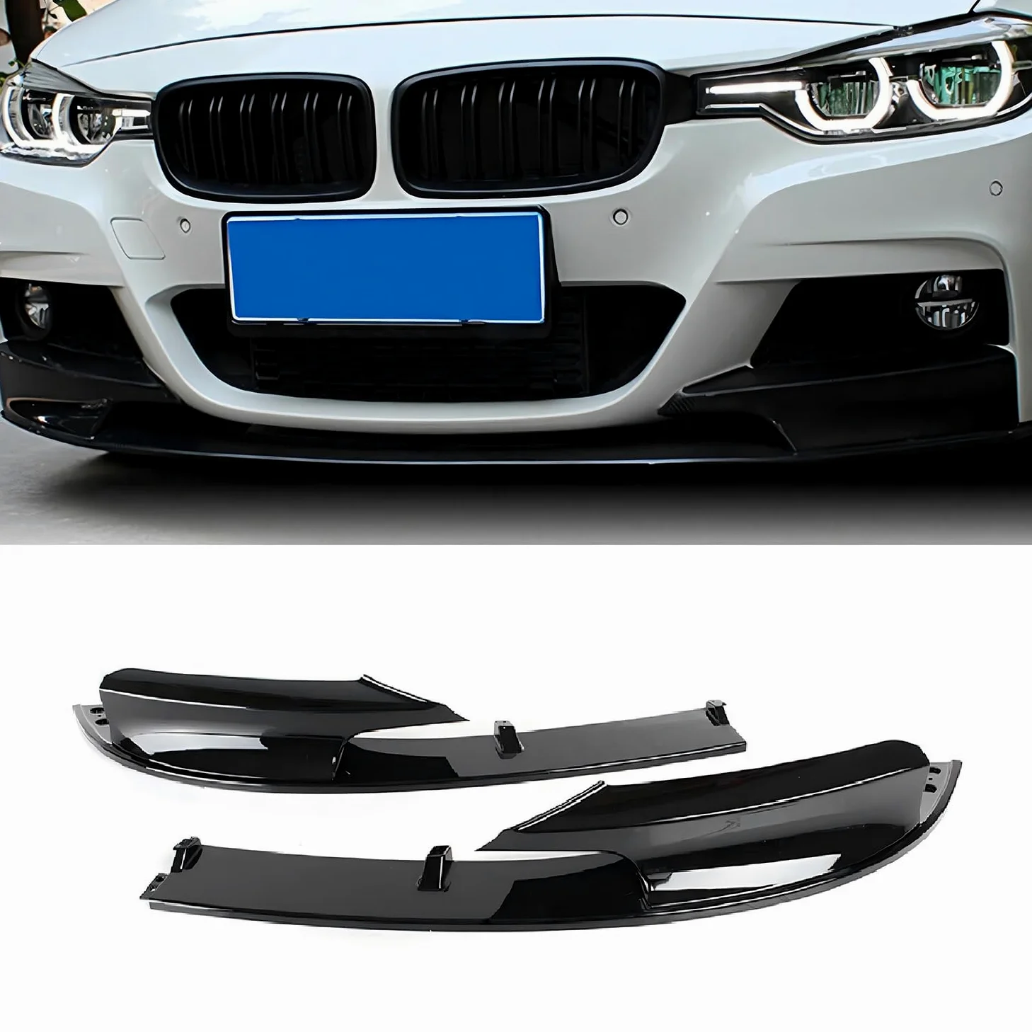 Alerón de parachoques delantero negro brillante compatible con BMW Serie 3 2012-2018 F30 F31 M Sport M-Tech