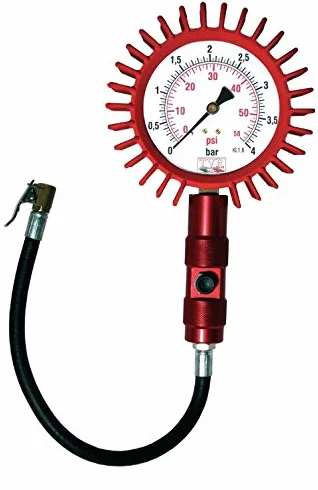 TVR - Manómetro fabricado en Italia que verifica la presión de los neumáticos de forma profesional - Diámetro de la esfera de 63 mm, de color rojo