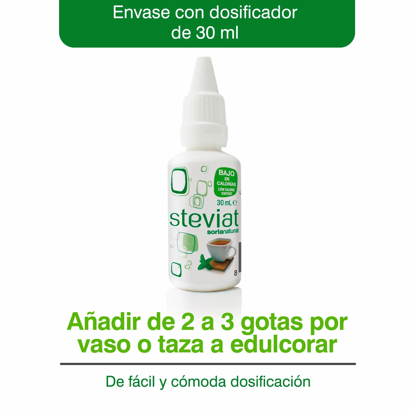 Soria Natural Steviat gotas Edulcorante de Mesa 100% Natural a Base de Glucósidos de Esteviol Stevia rebaudiana Sustituto de Azúcar Líquido Bajo en Calorías 30 ml