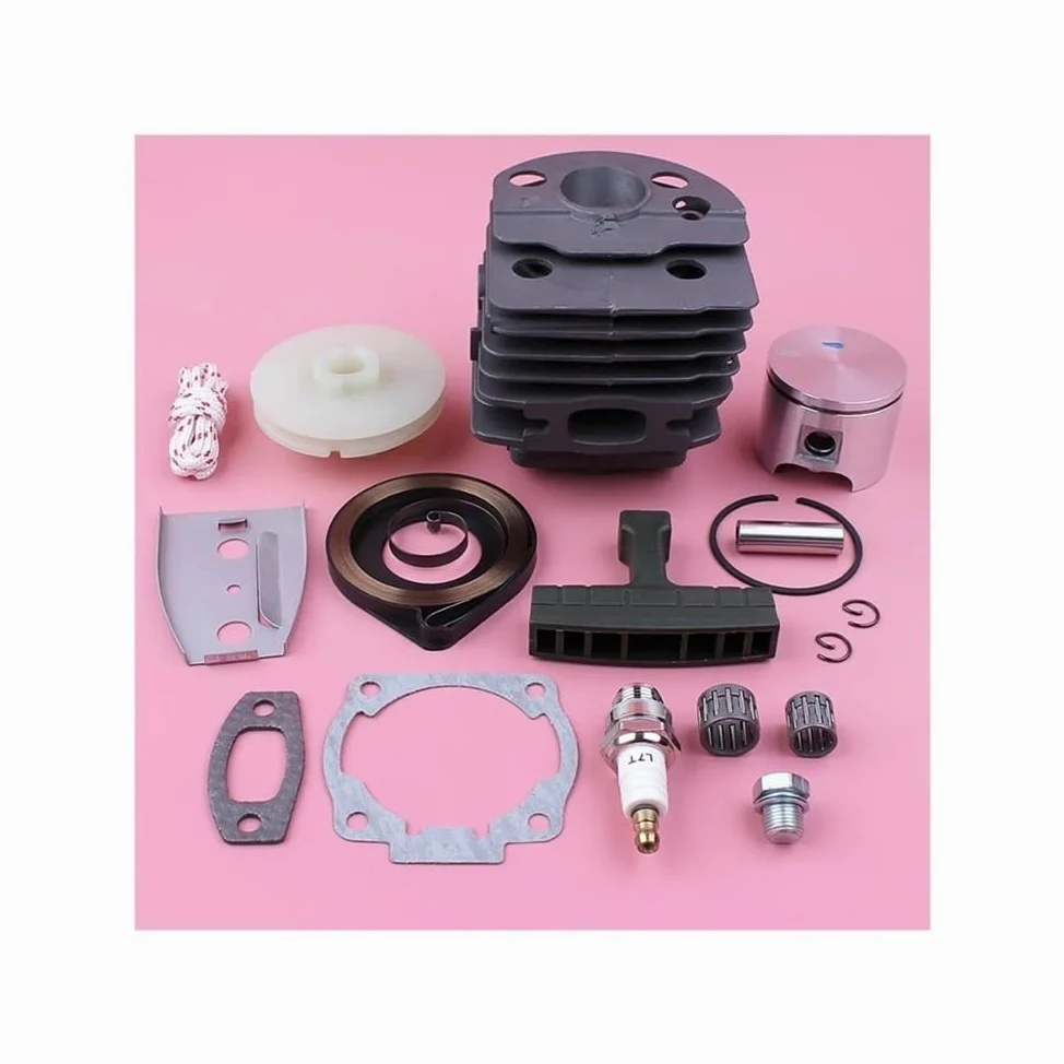 Kit de pistón de Cilindro de 46 mm, polea de Arranque de Retroceso, Mango de Resorte, Cuerda de Agarre, Piezas de Repuesto for Motosierra 55 51